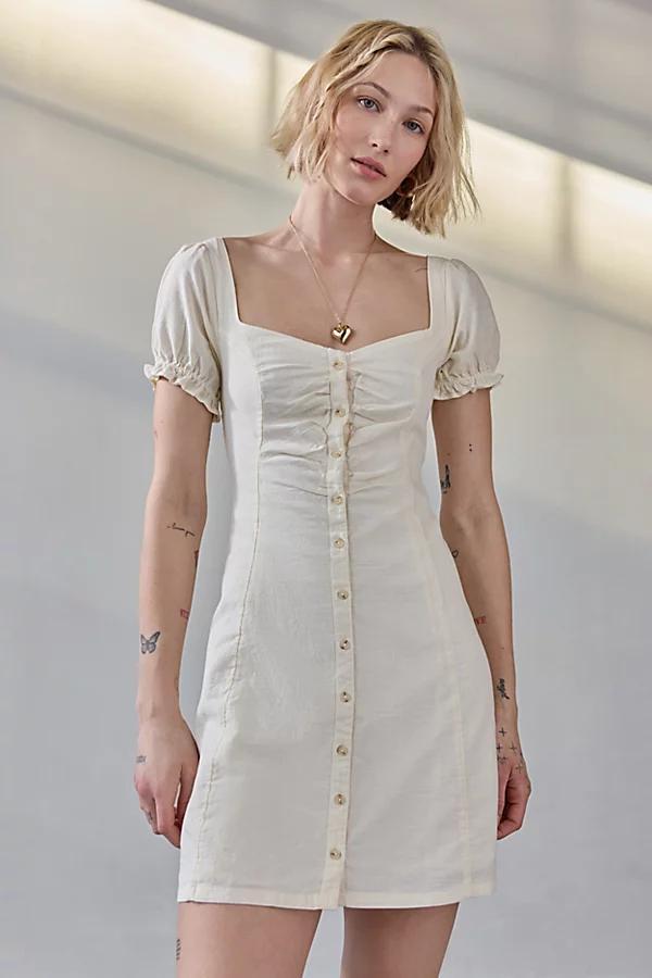 Kimchi Blue Nina Button-Down Puff Sleeve Mini Dress Womens at Urban Outfitters Product Image