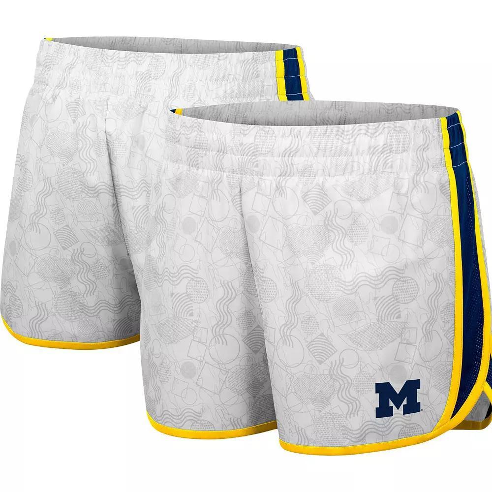 Women's Colosseum White/Navy Michigan Wolverines The Plastics Geo Print Shorts, Size: Small Product Image
