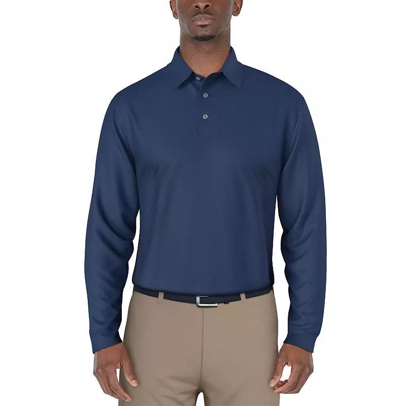 Mens Grand Slam Mini Jacquard Long Sleeve Golf Polo Product Image
