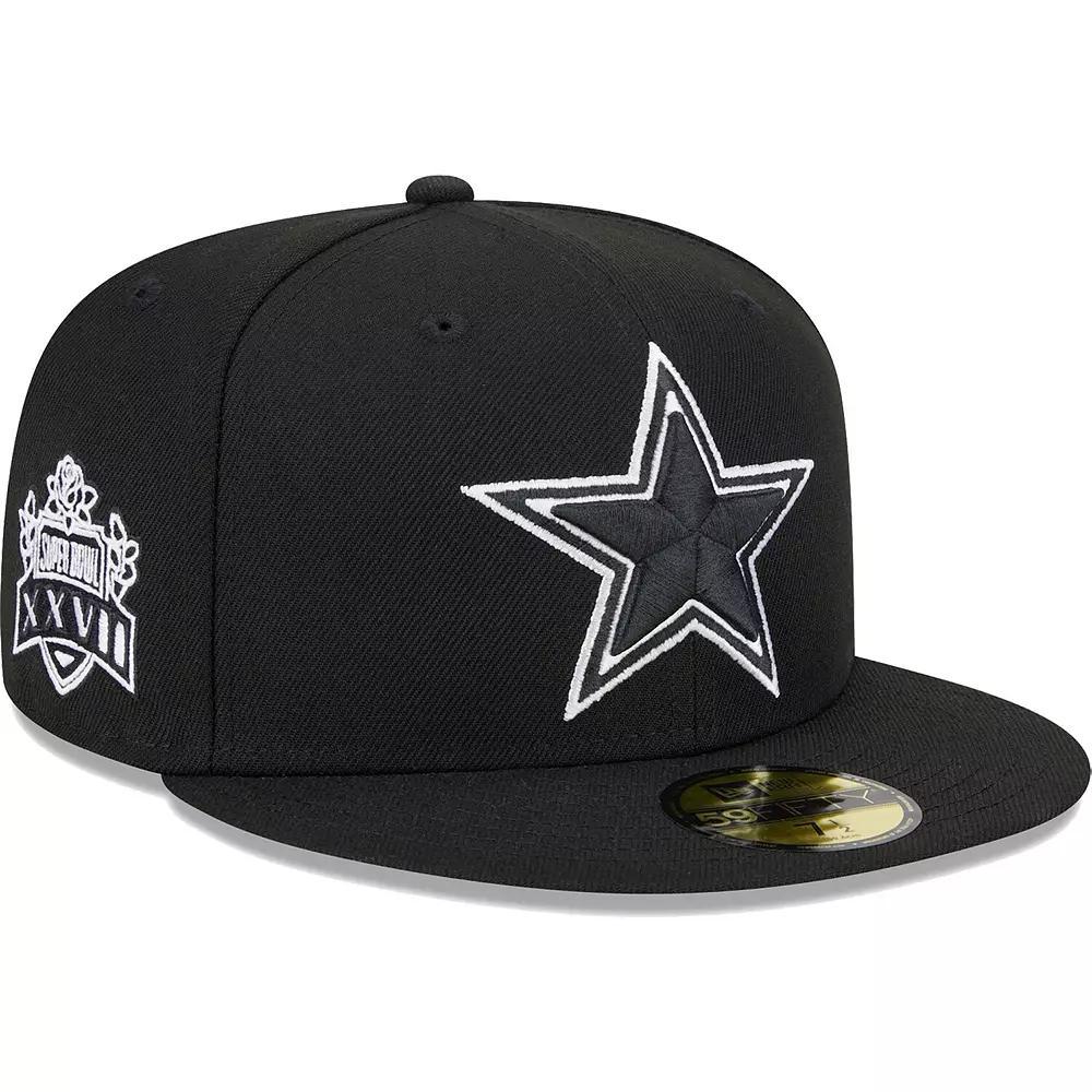 Men's New Era Black Dallas Cowboys  Main Patch 59FIFTY Fitted Hat, Size: 8 Product Image