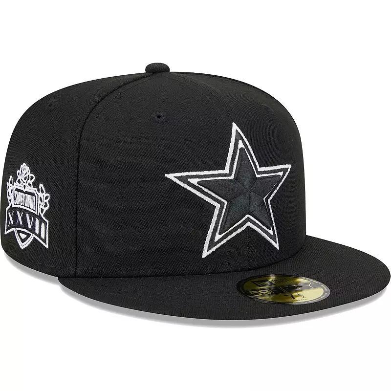 Men's New Era Black Dallas Cowboys  Main Patch 59FIFTY Fitted Hat, Size: 8 Product Image