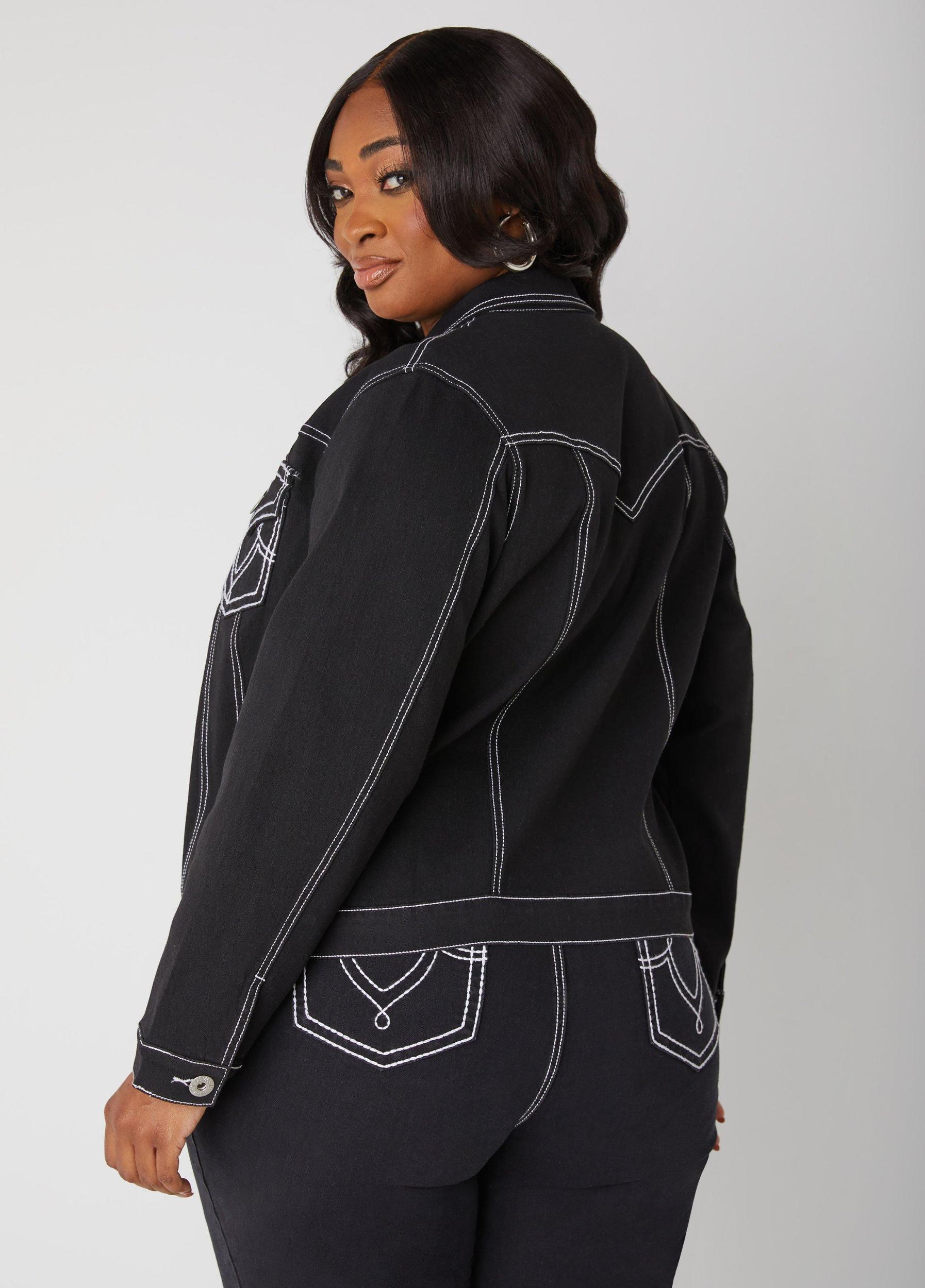Plus Size Stitch Detailed Skinny Jeans Ashley Stewart Product Image