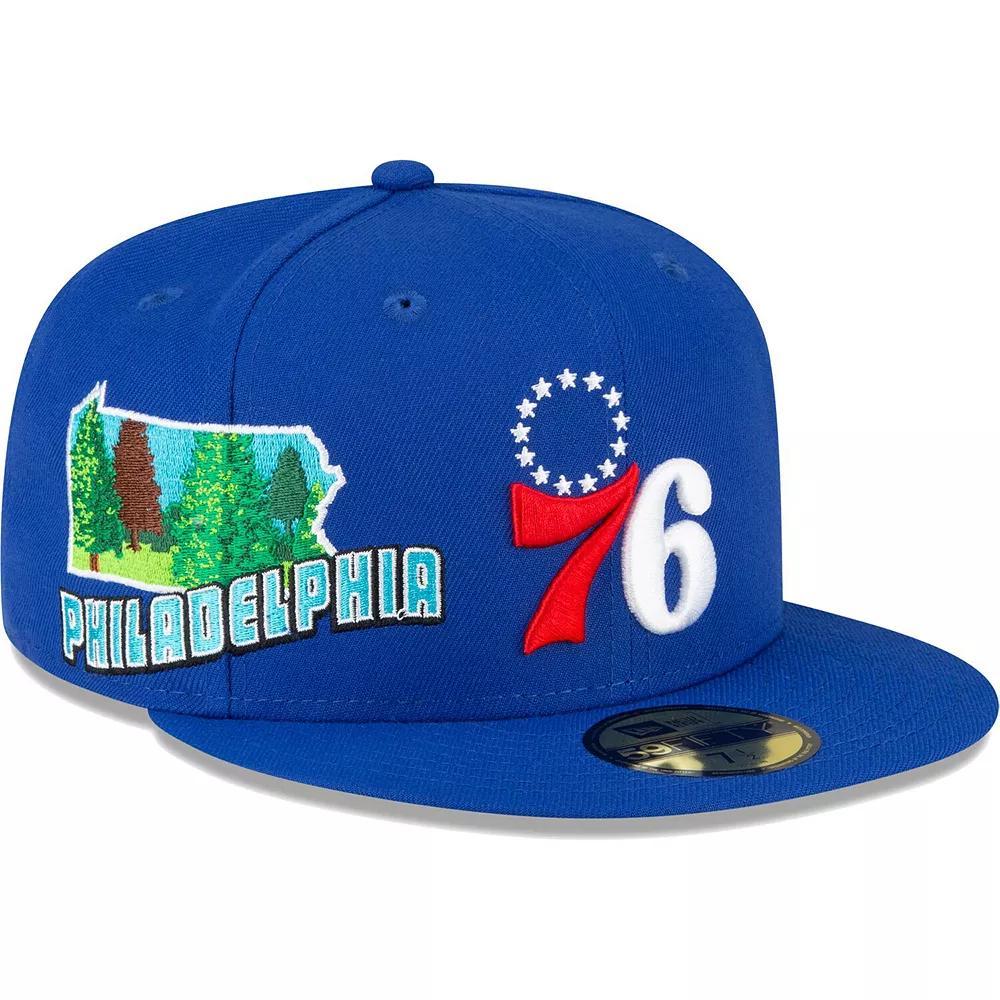 Men's New Era Royal Philadelphia 76ers Stateview 59FIFTY Fitted Hat, Size: 7 1/2, 76r Blue Product Image