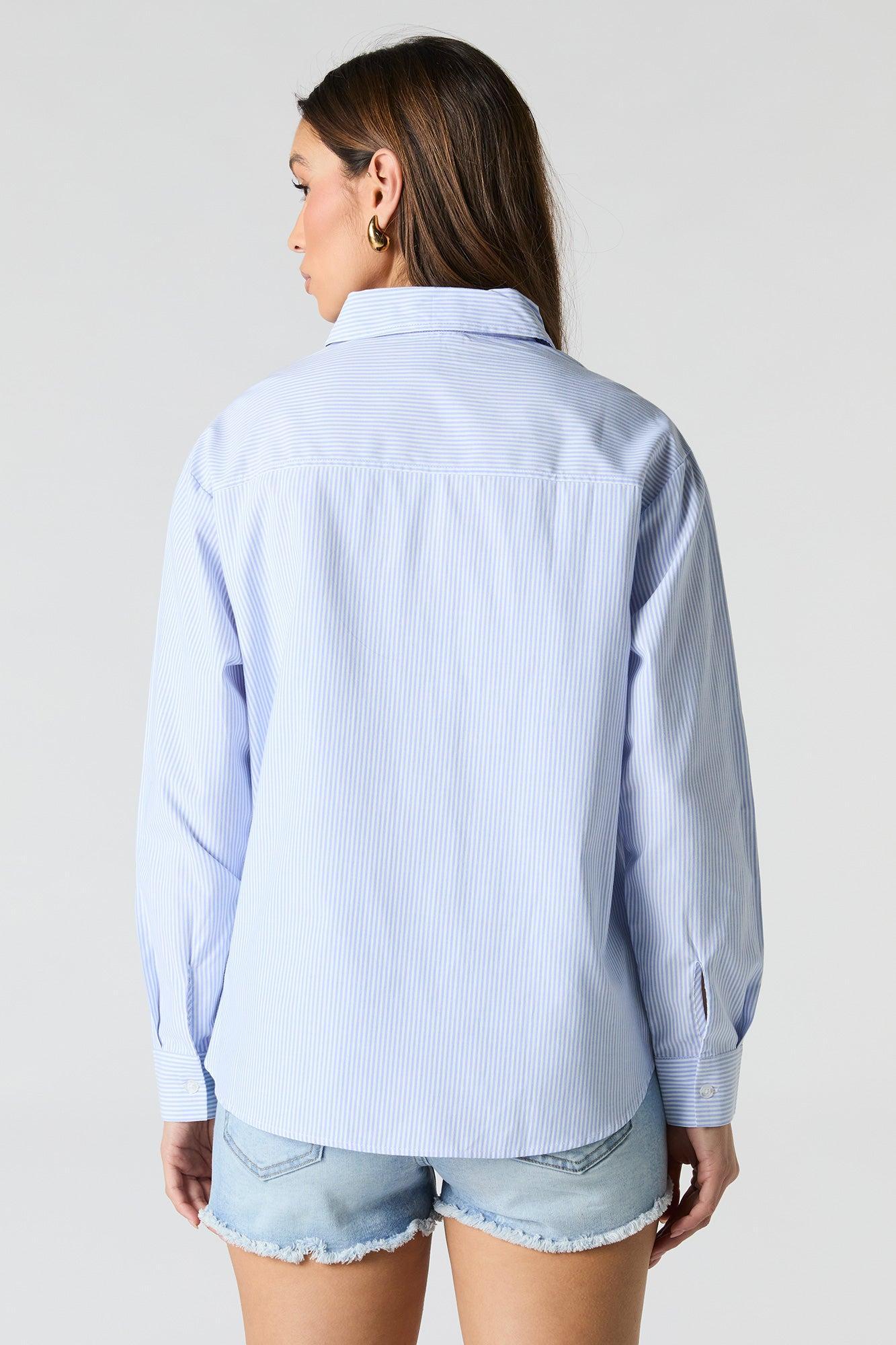 Striped Oversized Button-Up Top Female Product Image