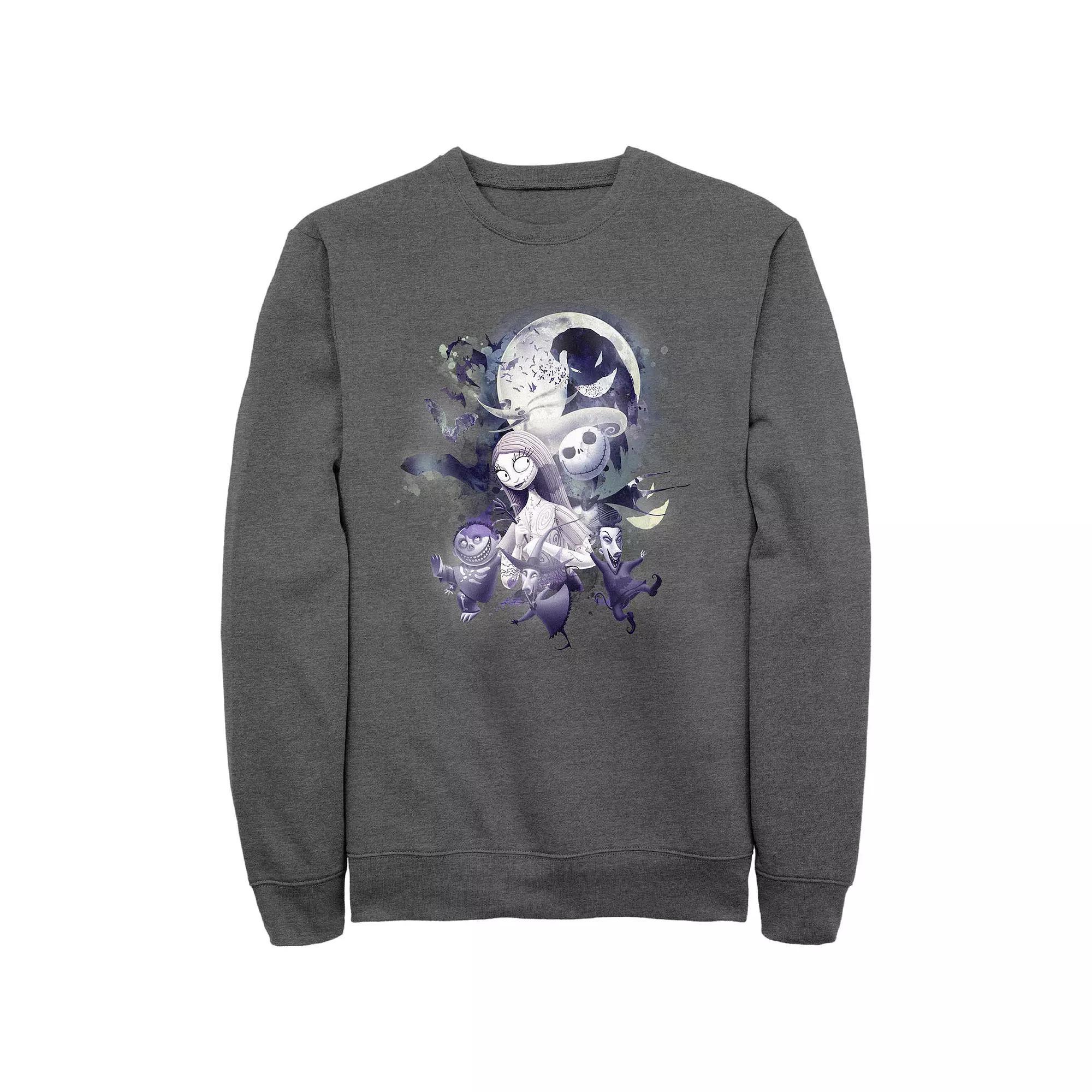 Disney's The Nightmare Before Christmas Glowy Full Moon Men's Graphic Fleece, Size: Large, Grey Heather Product Image