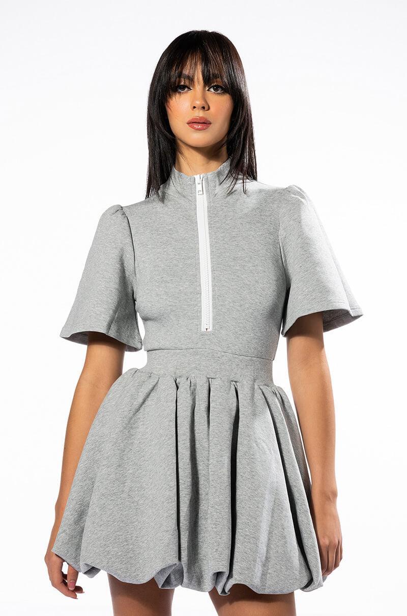 NAME OF THE GAME SHORT SLEEVE ZIPPERED MINI DRESS Product Image