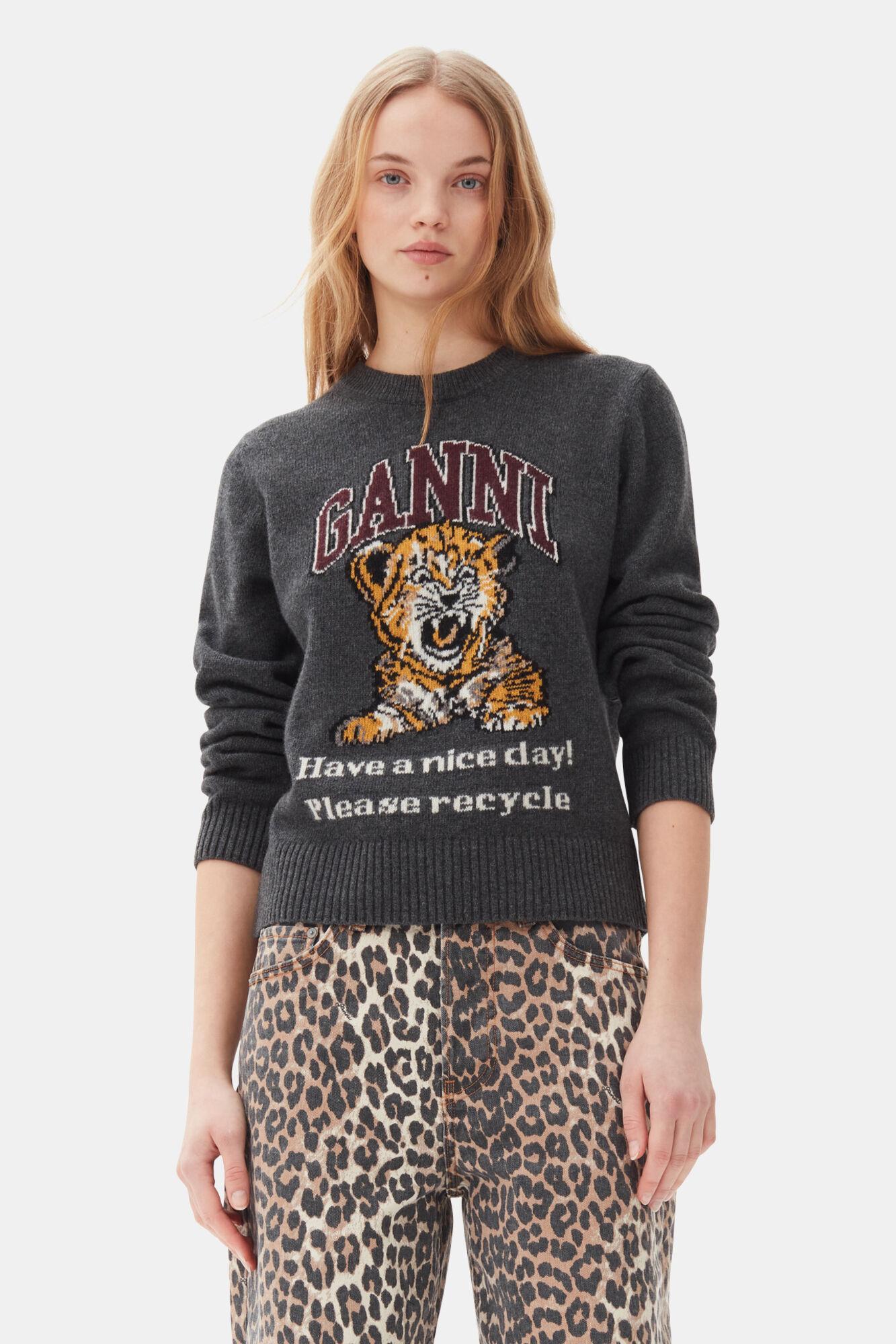 Dark Grey Graphic Tiger Sweater Product Image