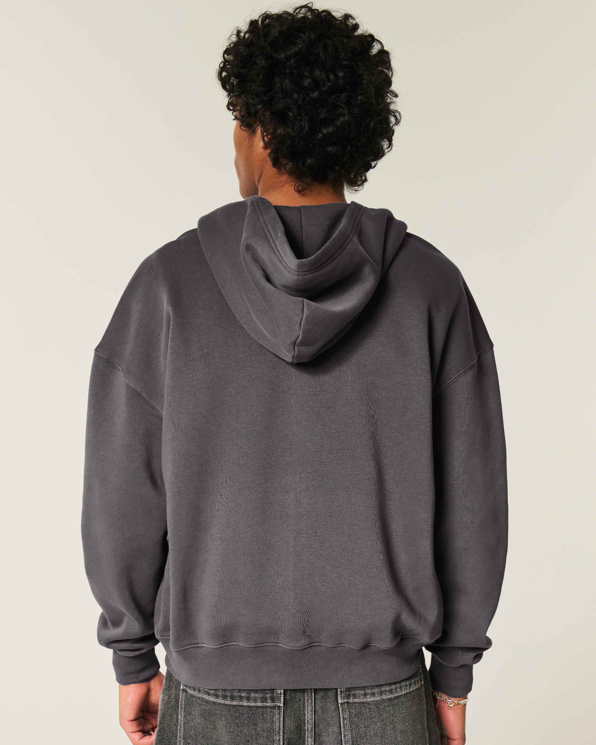 Boxy Flame Graphic Zip-Up Hoodie Product Image