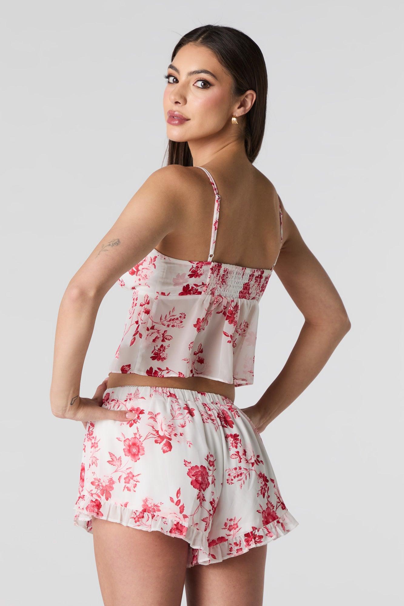 Printed Chiffon Ruffle Short Female Product Image