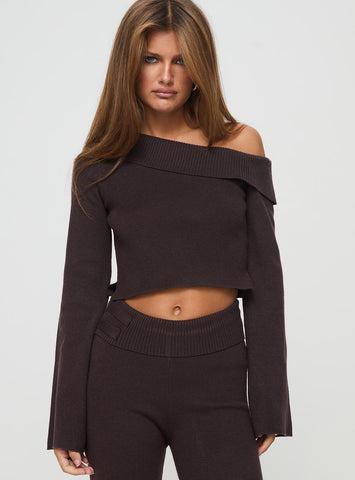 Sina Off The Shoulder Top Chocolate Product Image