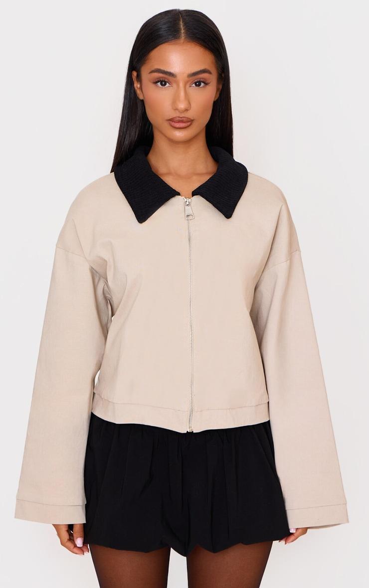 Petite Stone Contrast Collared Boxy Jacket Product Image