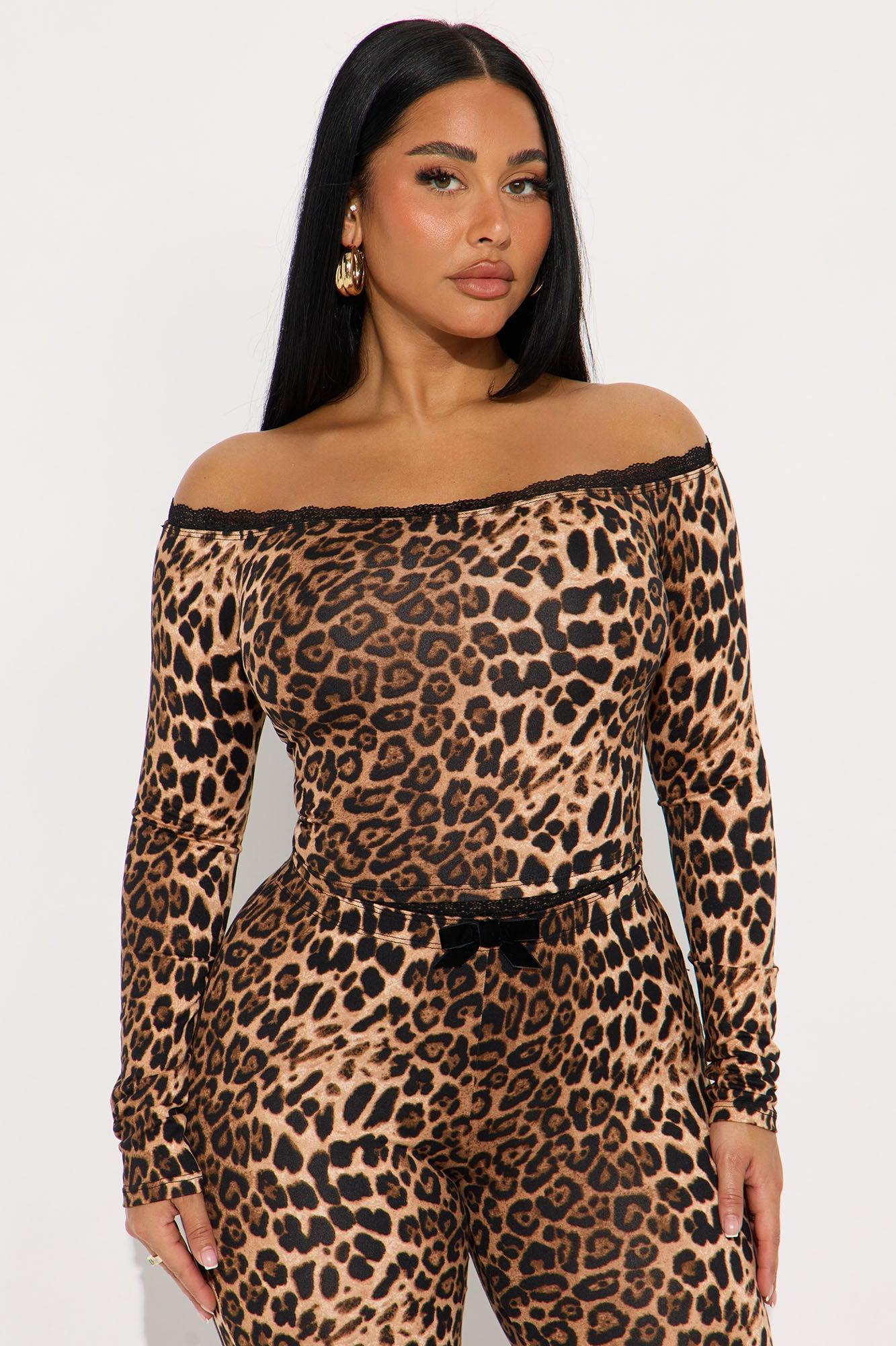 Fiona Off Shoulder Leopard Capri Set - Brown/combo Product Image