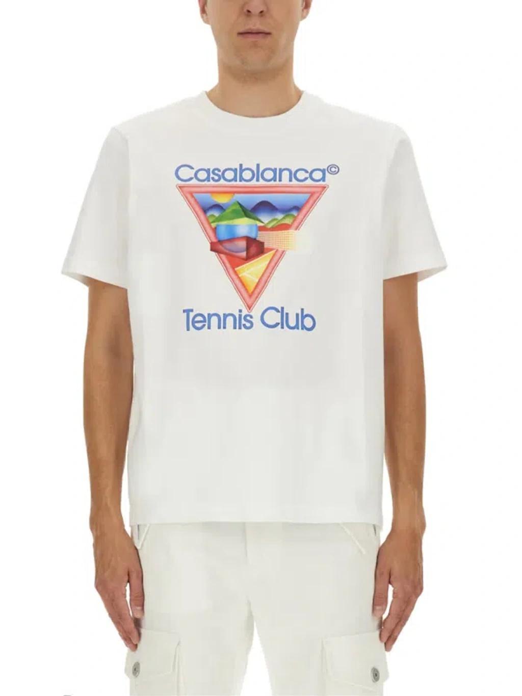 CASABLANCA Cotton Crew Neck T-shirt With Graphic Print In White Product Image