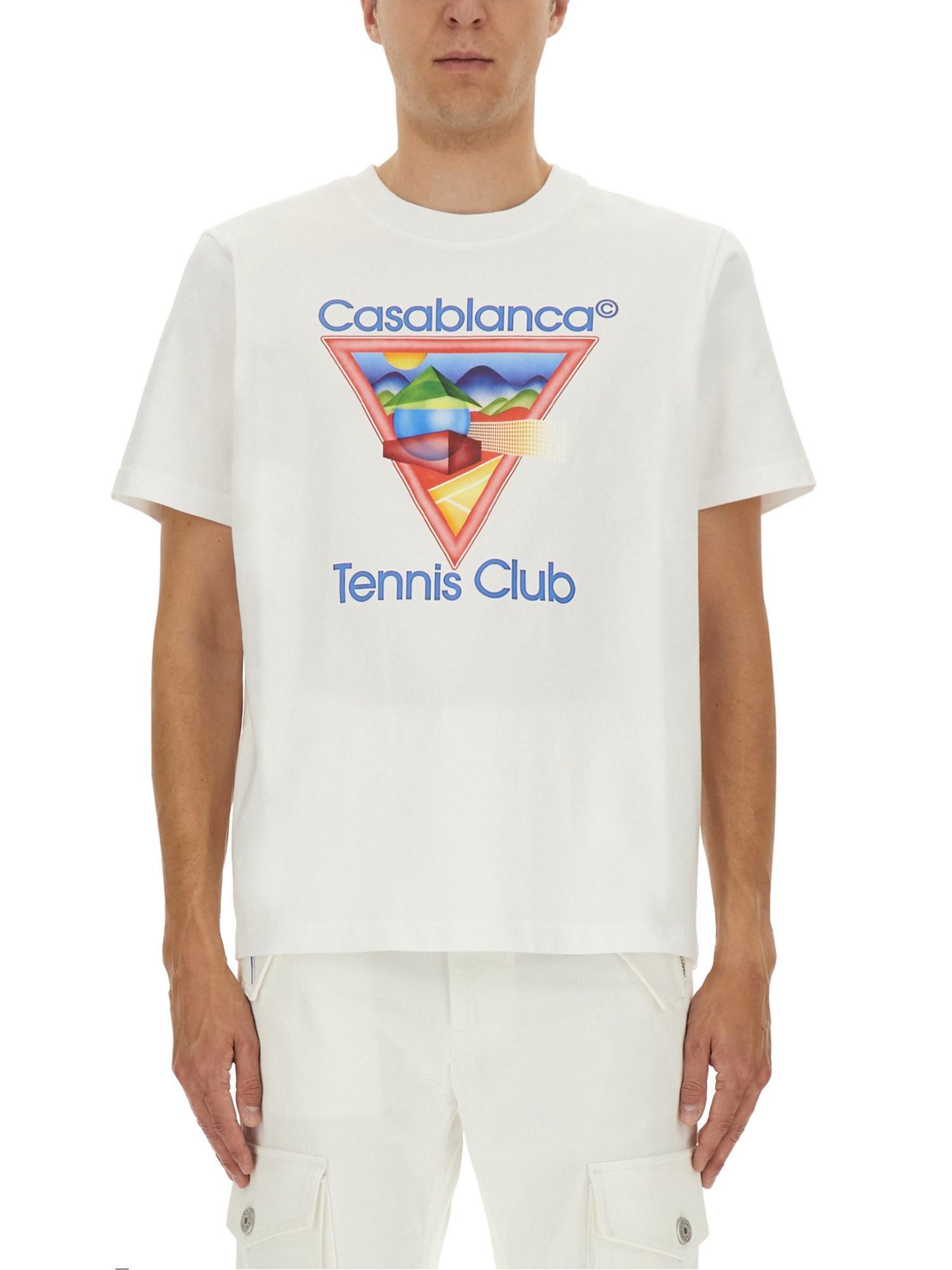 CASABLANCA Cotton Crew Neck T-shirt With Graphic Print In White Product Image