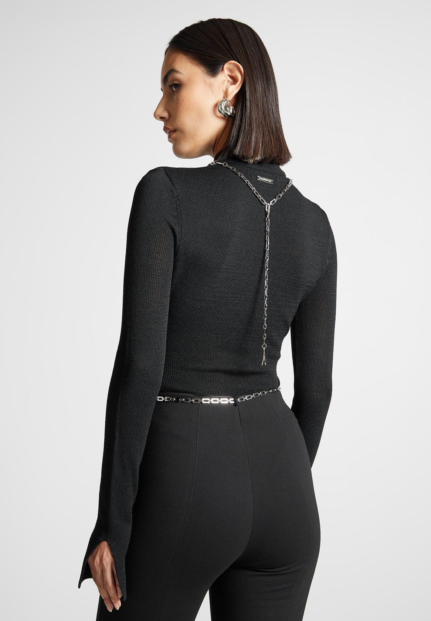 Contour Knit Bodysuit with Chain - Black Female Product Image