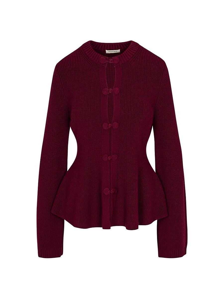 Womens Novlety Button-Front Peplum Cardigan Product Image