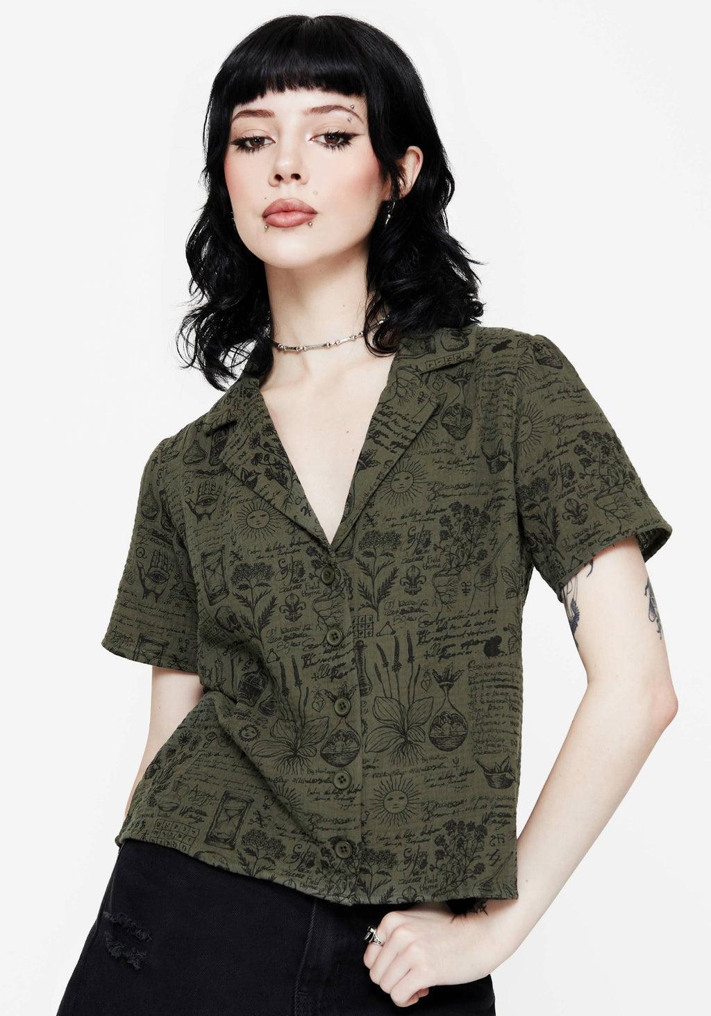 Taddea Cotton Relaxed Button Up Blouse Product Image