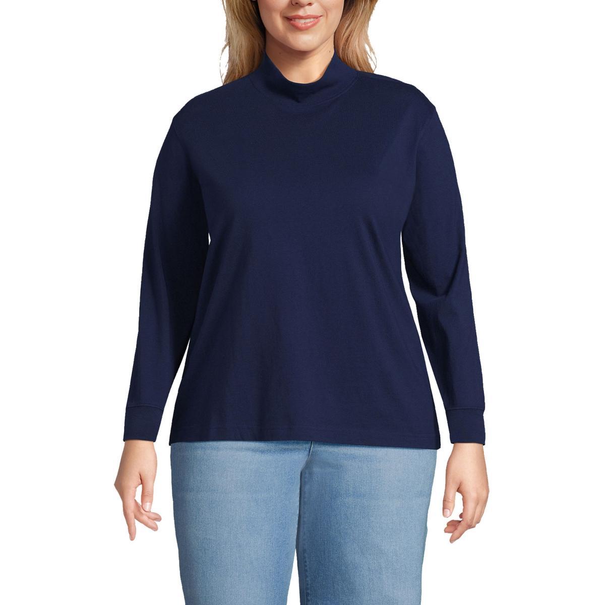 Petite Lands' End Long Sleeve Super T Mock Neck Top, Women's, Size: Medium Petite, Grey Heather Product Image