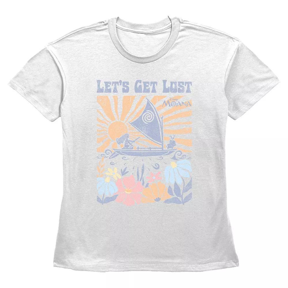 Disney's Moana Let's Get Lost Sailing Women's Graphic Tee, Size: Large, White Product Image