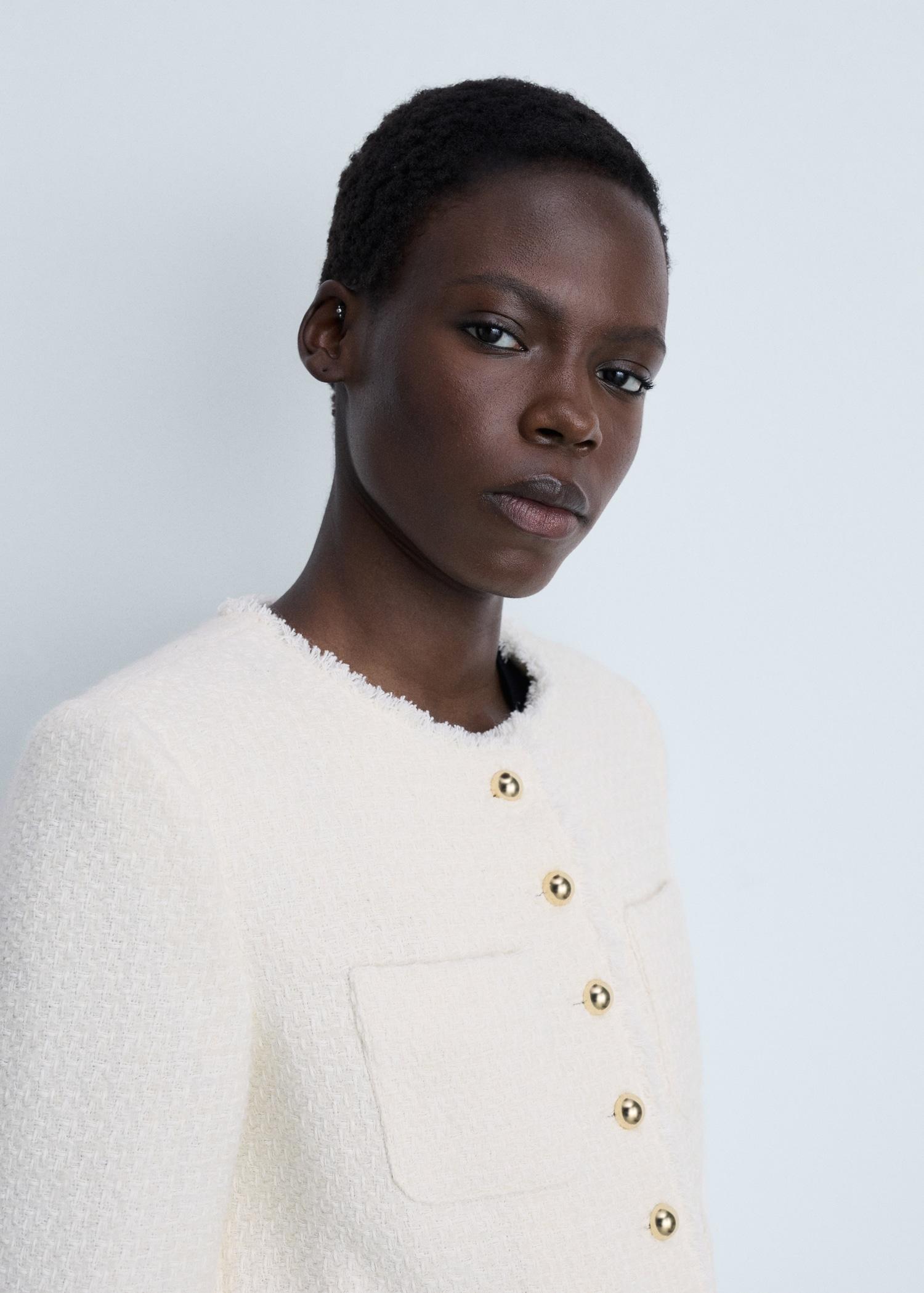 Tweed jacket with jewel buttons - Women | MANGO USA Product Image