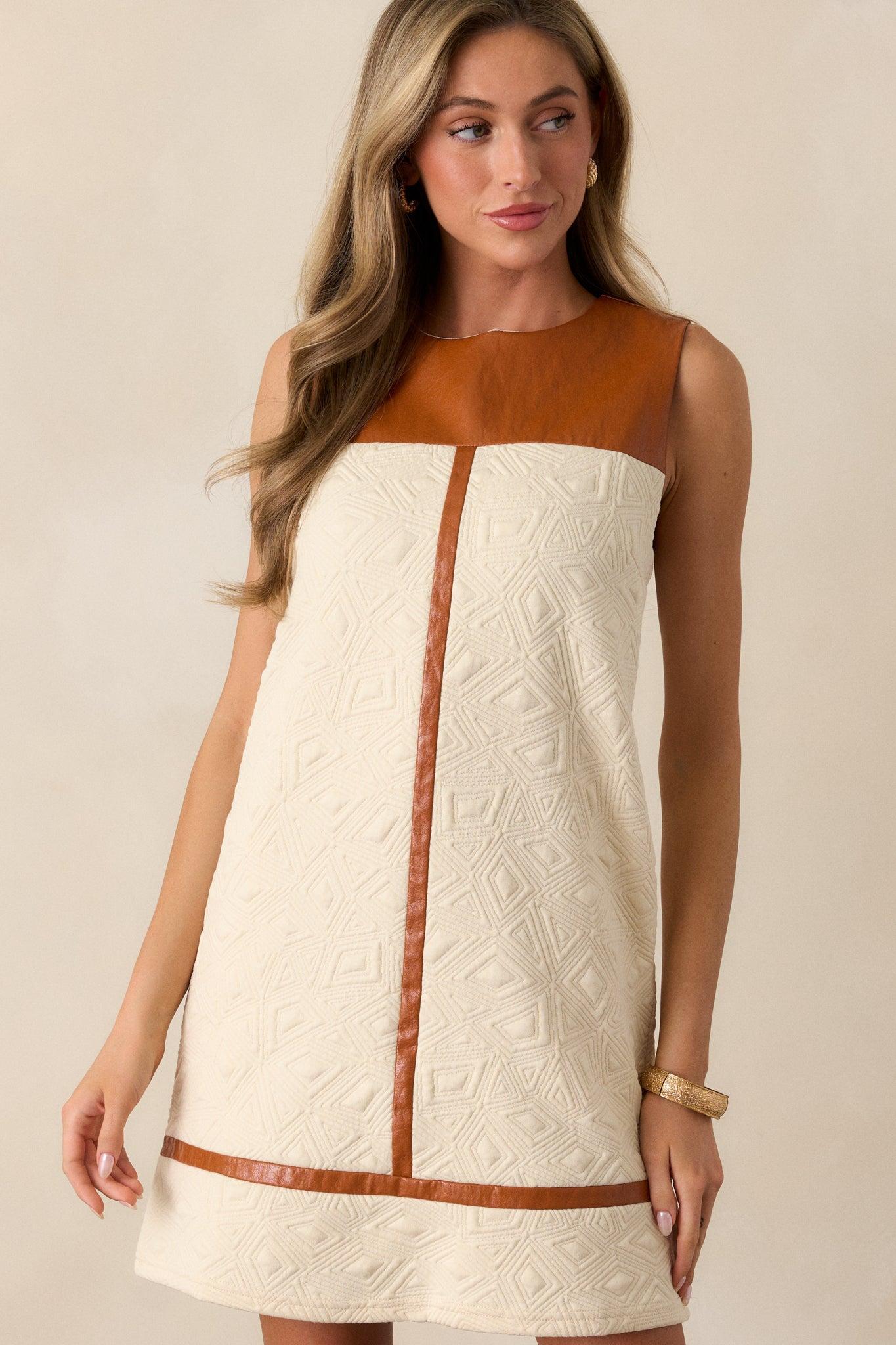 Song Of The Leaves Ivory Shift Mini Dress Product Image