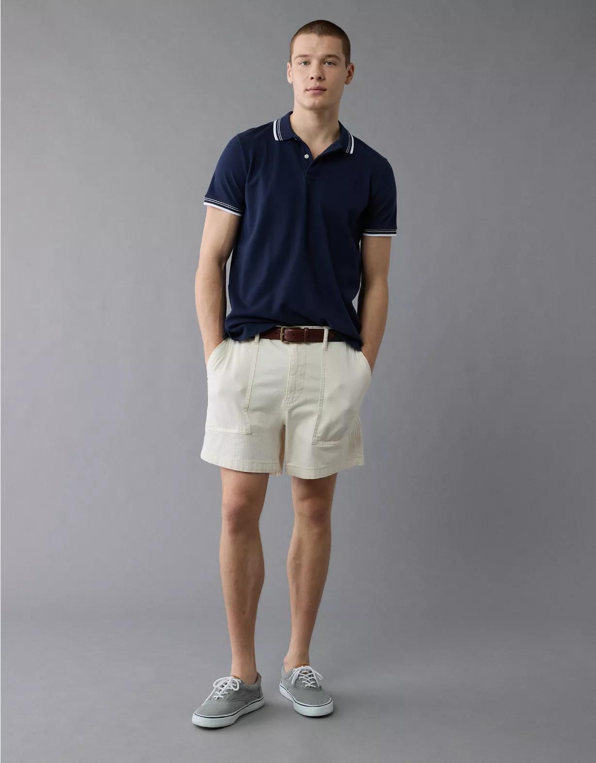 AE Lived-In Stretch Pique Slim Fit Tipped Polo Shirt Product Image
