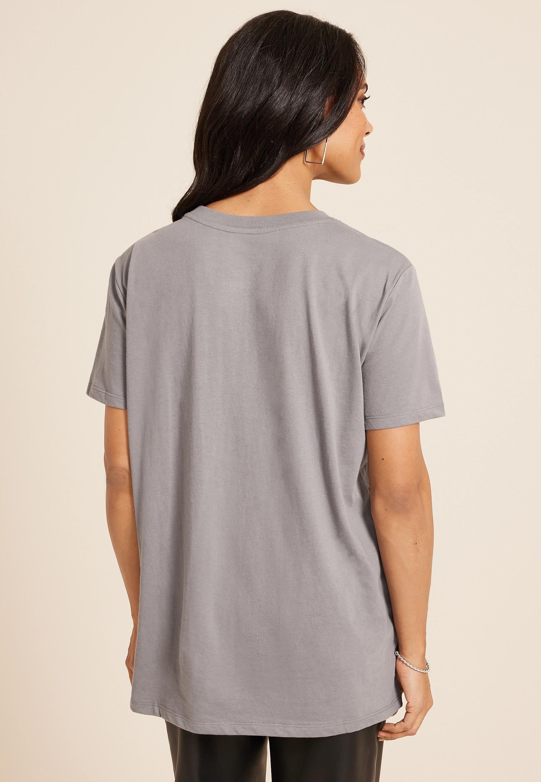 Maurices Womens Small Size Pink Floyd Oversized Fit Graphic Tee Gray Product Image