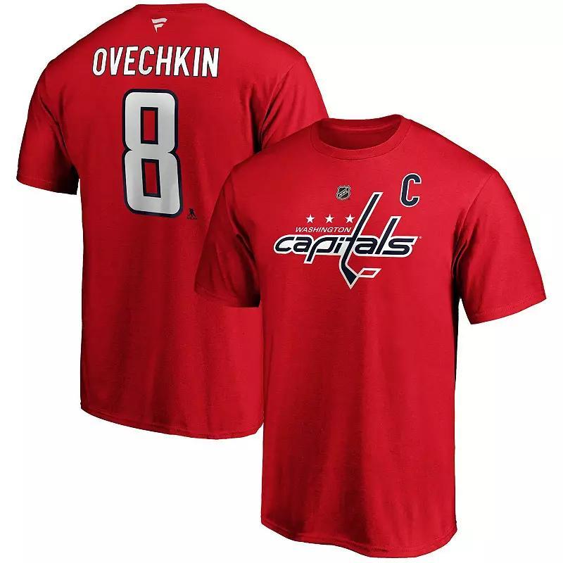 Men's Fanatics Branded Alexander Ovechkin Red Washington Capitals Big & Tall Captain Patch Name & Number T-Shirt, Size: XLT Product Image