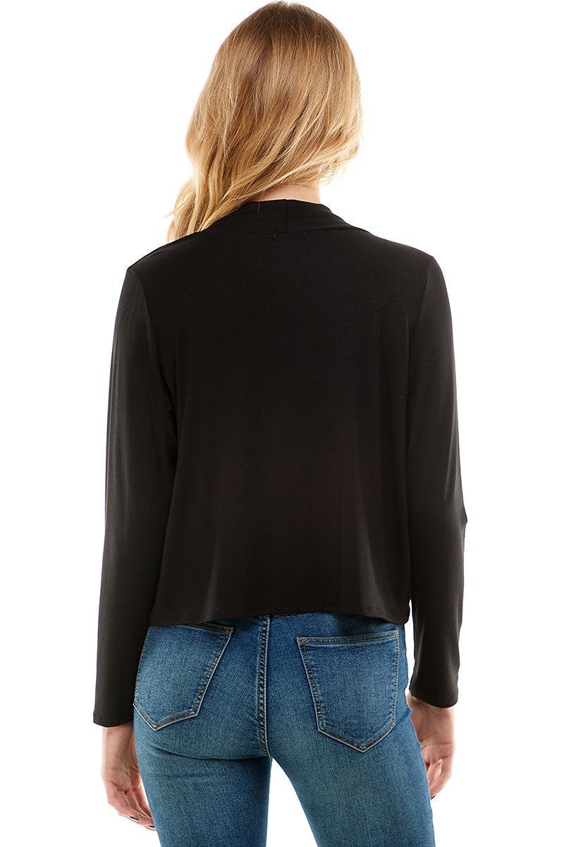 Long Sleeve Open Front Crop Cardigan Product Image