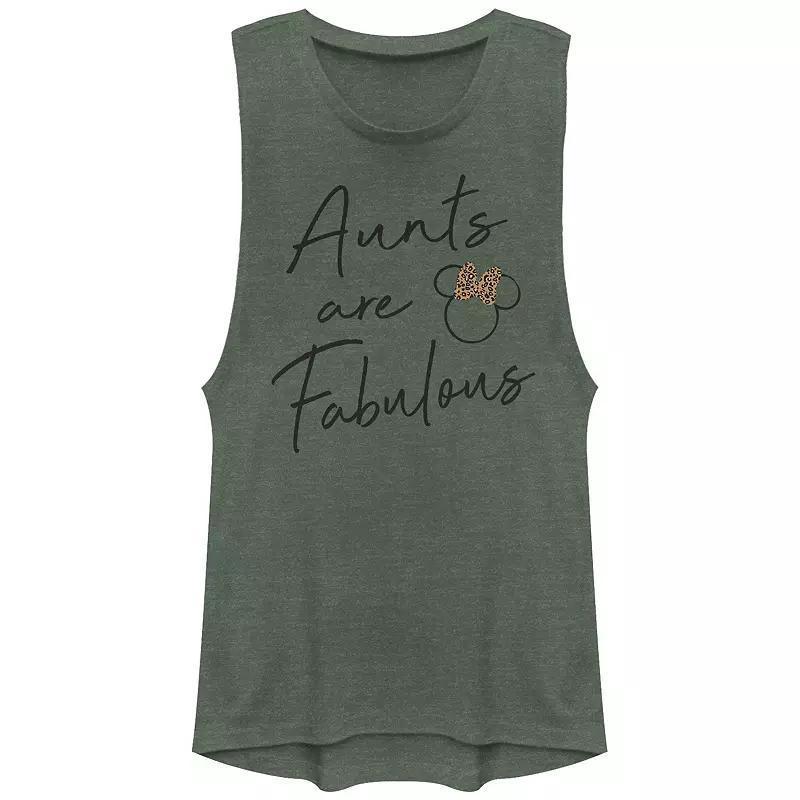 Disney's Mickey Mouse Juniors' Aunts Are Fabulous Leopard Festival Muscle Graphic Tank, Women's, Size: XXL, Pine Grey Product Image