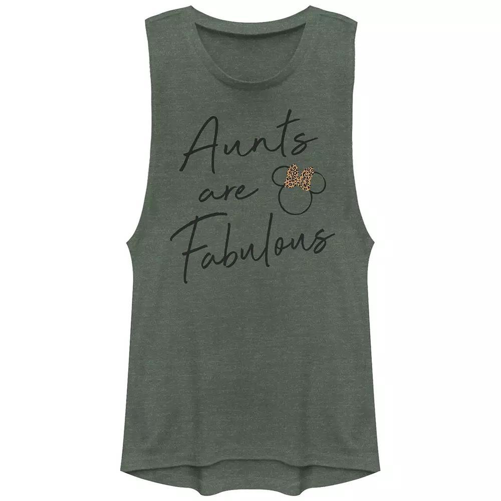 Disney's Mickey Mouse Juniors' Aunts Are Fabulous Leopard Festival Muscle Graphic Tank, Women's, Size: XXL, Pine Grey Product Image