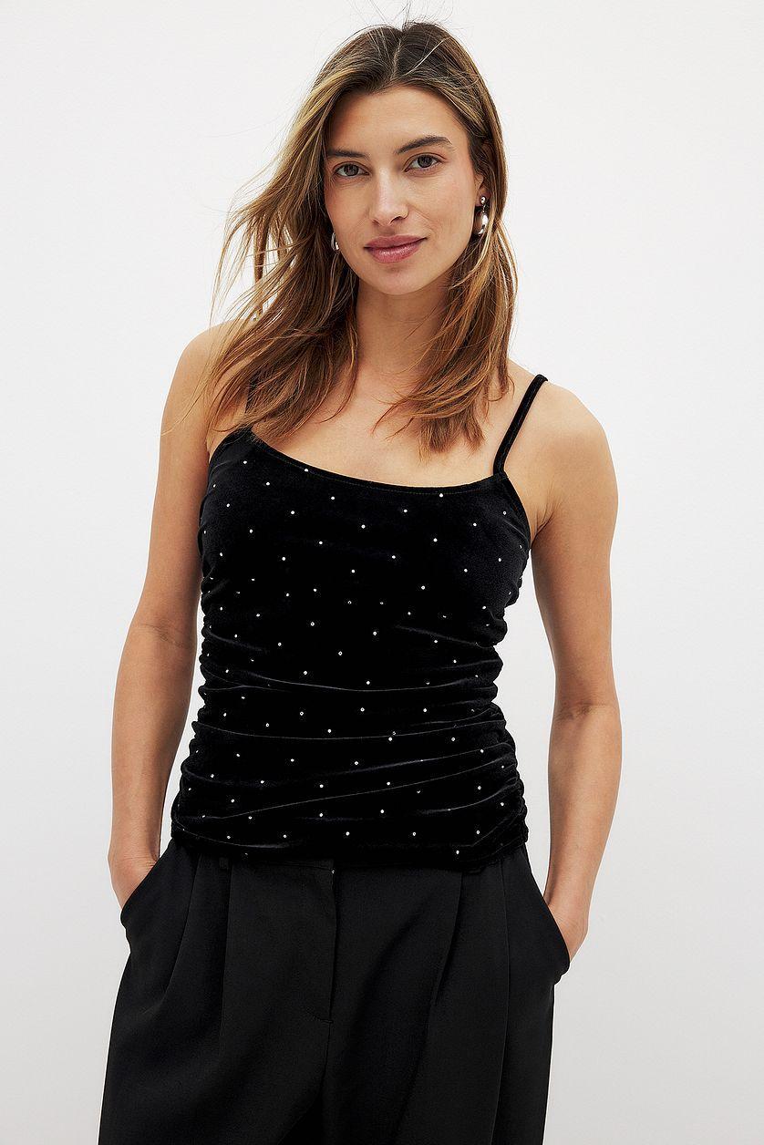 Rhinestone Velvet Top Product Image