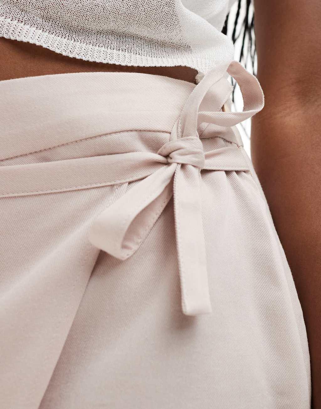 ASOS DESIGN wrap skort in stone Product Image