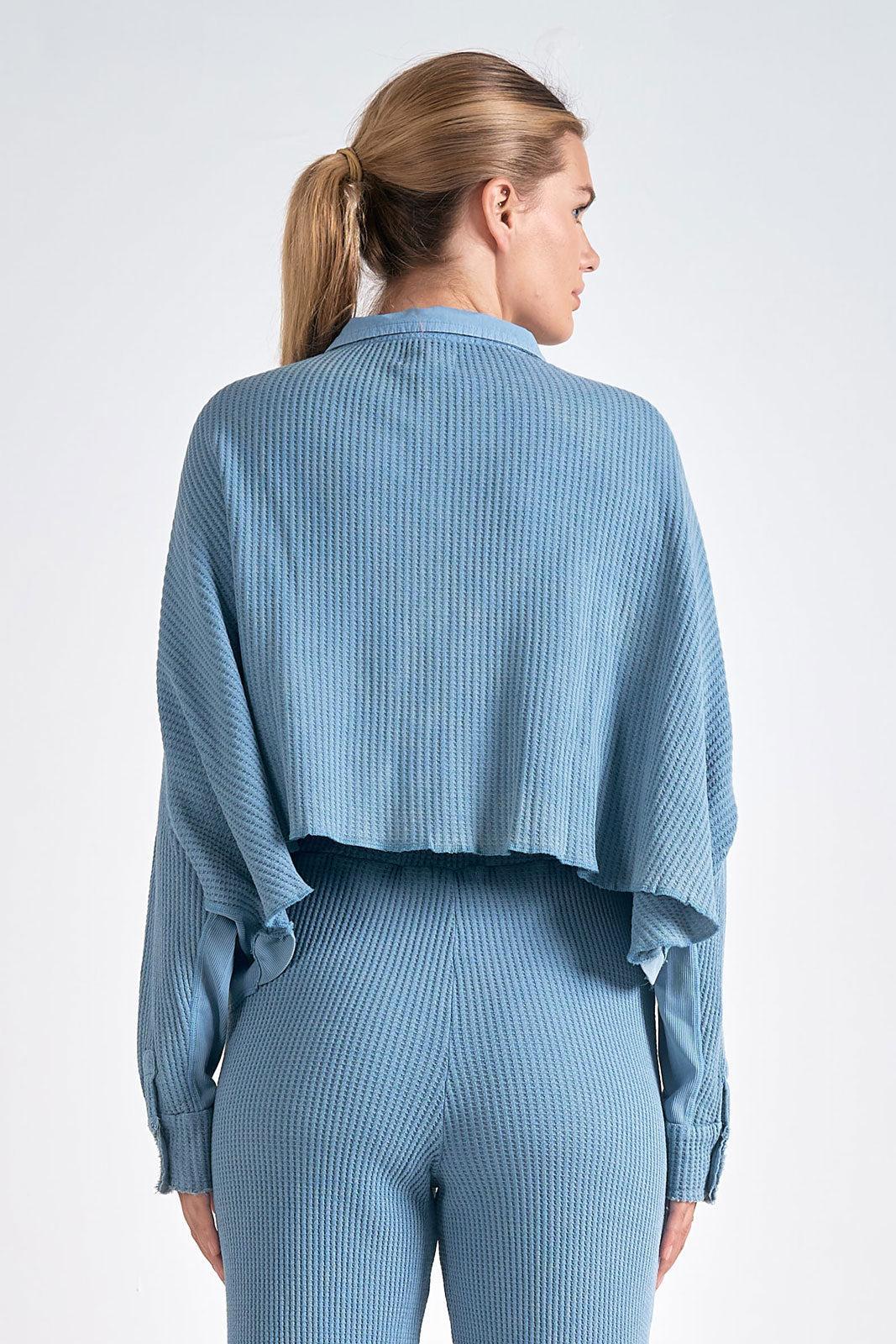 Blue Wash Slouchy Ribbed Crop Top Product Image