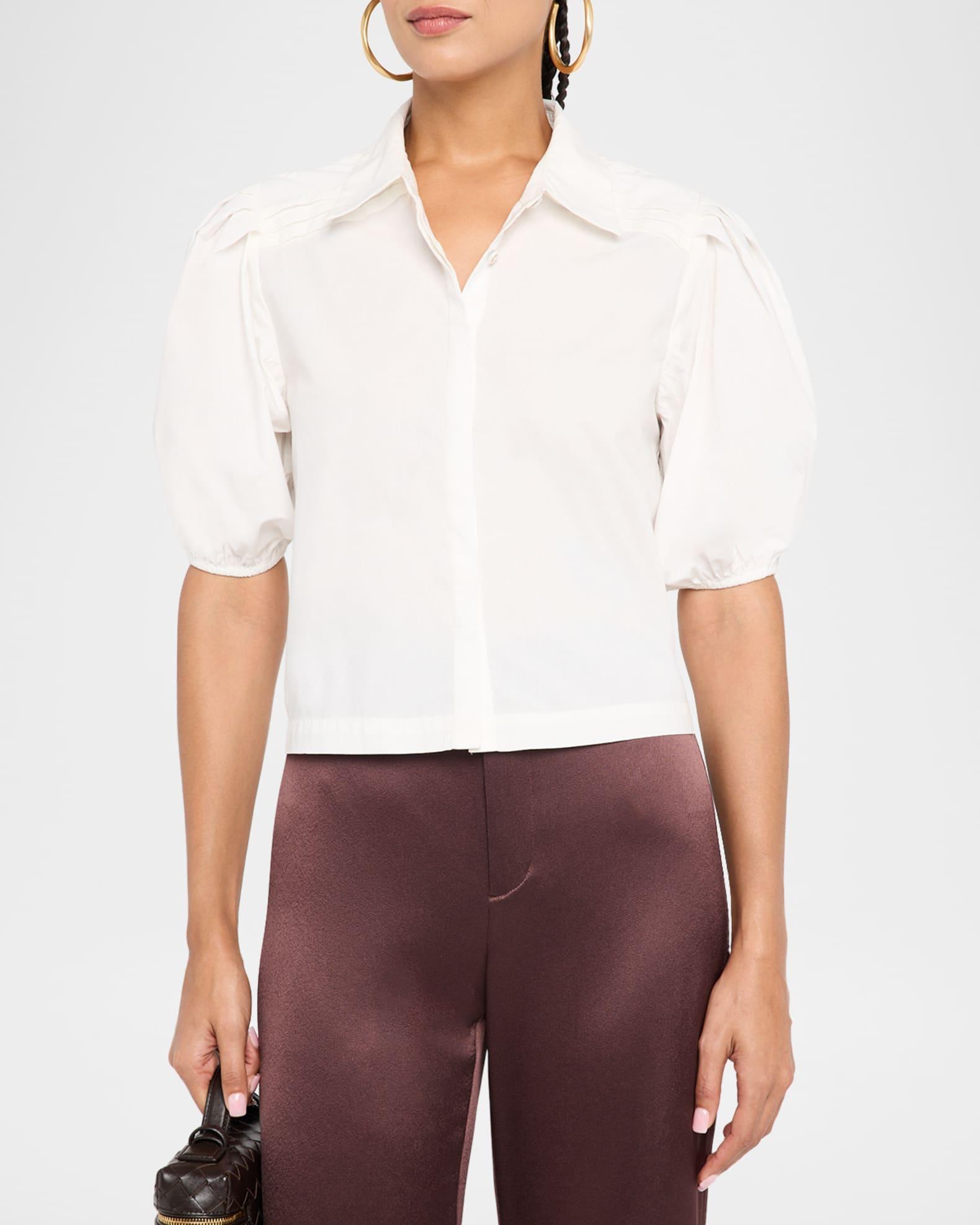 Valeria Puff-Sleeve Cotton Shirt Product Image