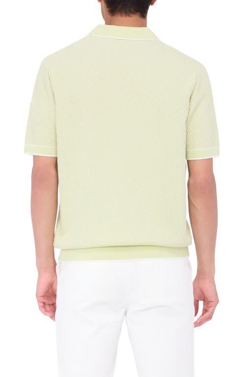 BUGATCHI Tipped Johnny Collar Polo In Pistachio Product Image