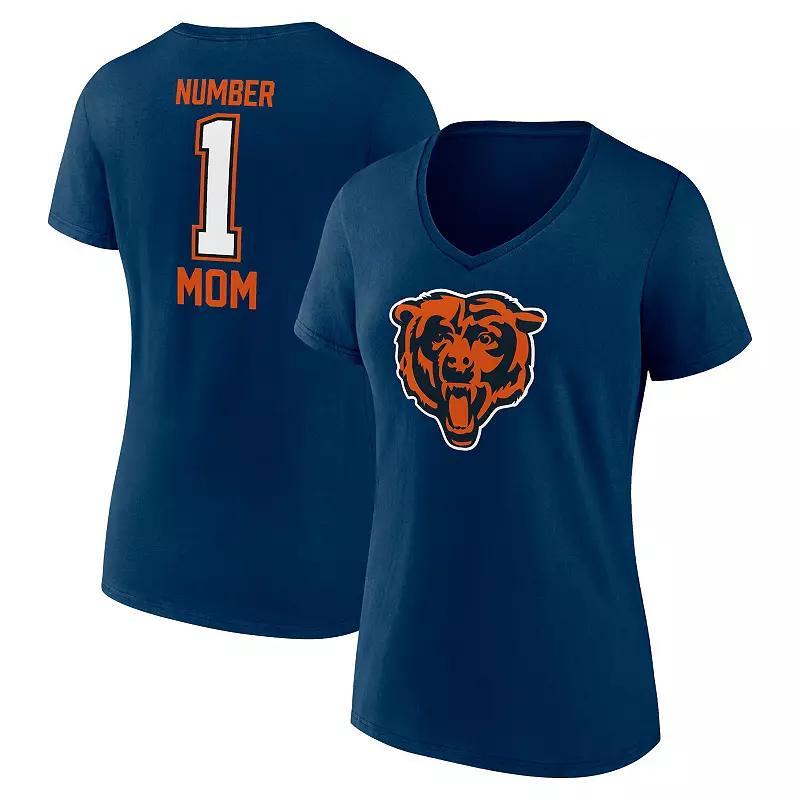 Women's Fanatics Branded Navy Chicago Bears Mother's Day V-Neck T-Shirt, Size: Large, Blue Product Image