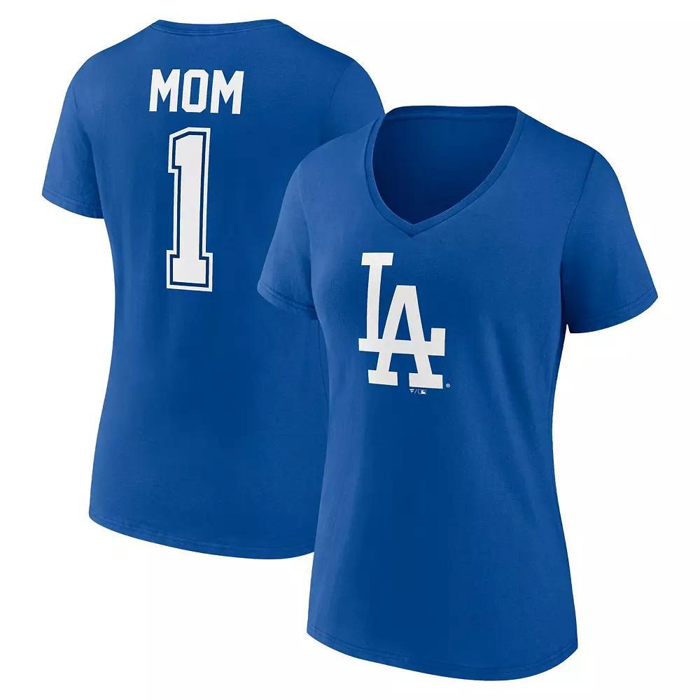 Women's Fanatics Branded Royal Los Angeles Dodgers Plus Size Mother's Day #1 Mom V-Neck T-Shirt, Size: 3XL, Blue Product Image
