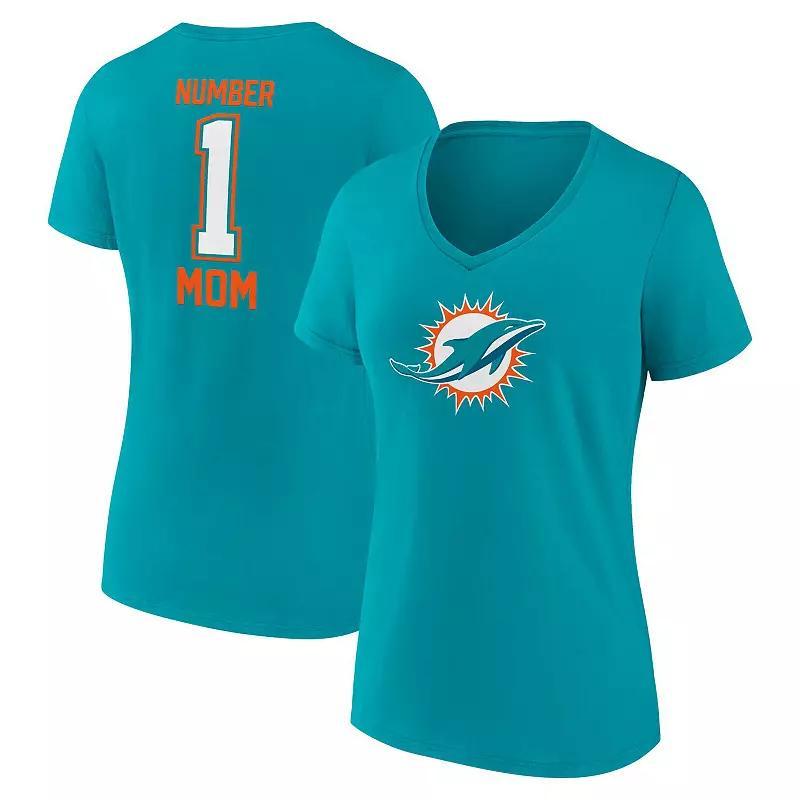 Women's Fanatics Branded Aqua Miami Dolphins Mother's Day V-Neck T-Shirt, Size: XL, Turquoise A Product Image