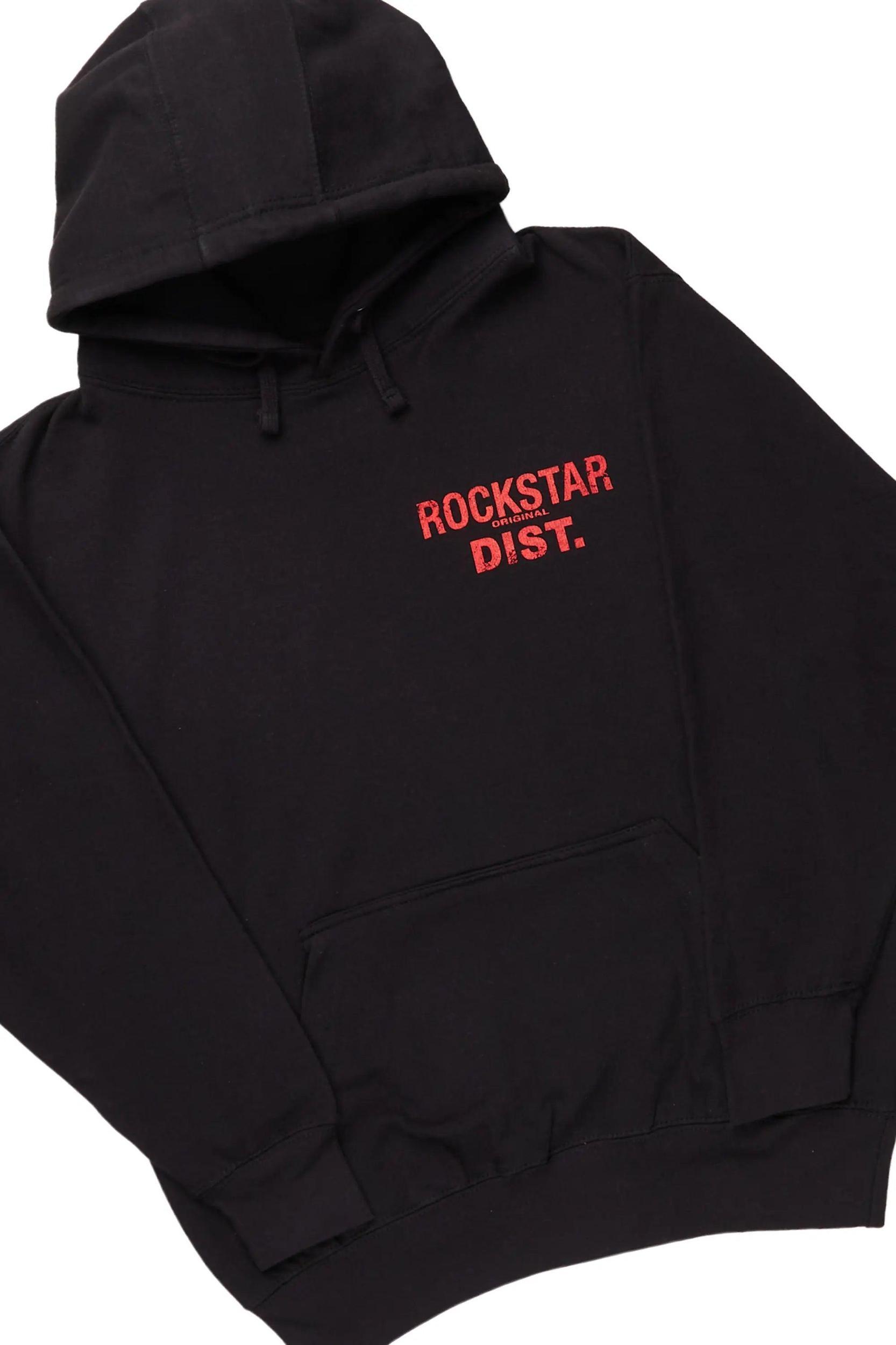 Devan Black/Red Hoodie/Baggy Stacked Flare Pant Set Male Product Image