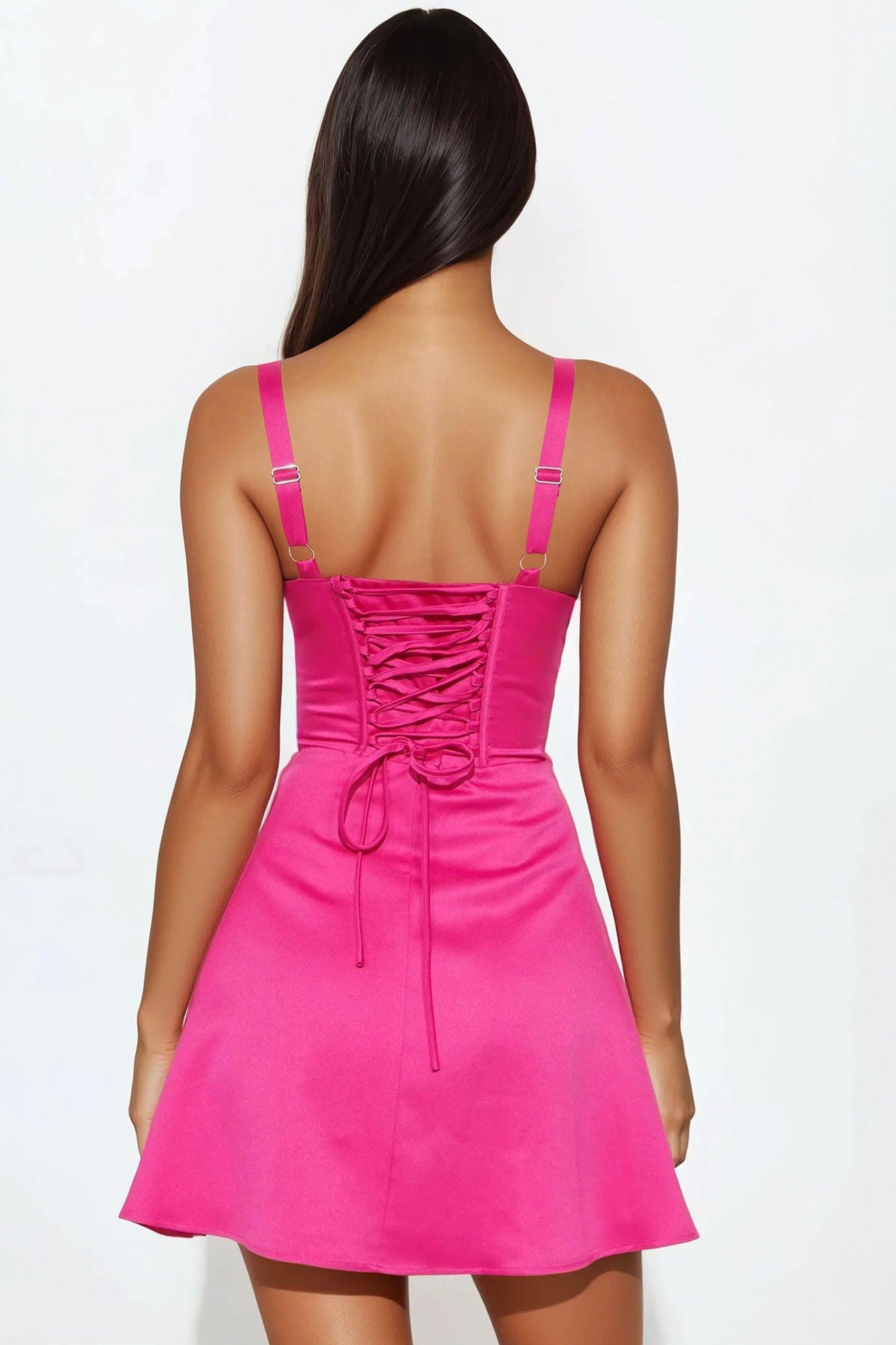 Hailey Corset Mini Dress - Hot Pink Product Image