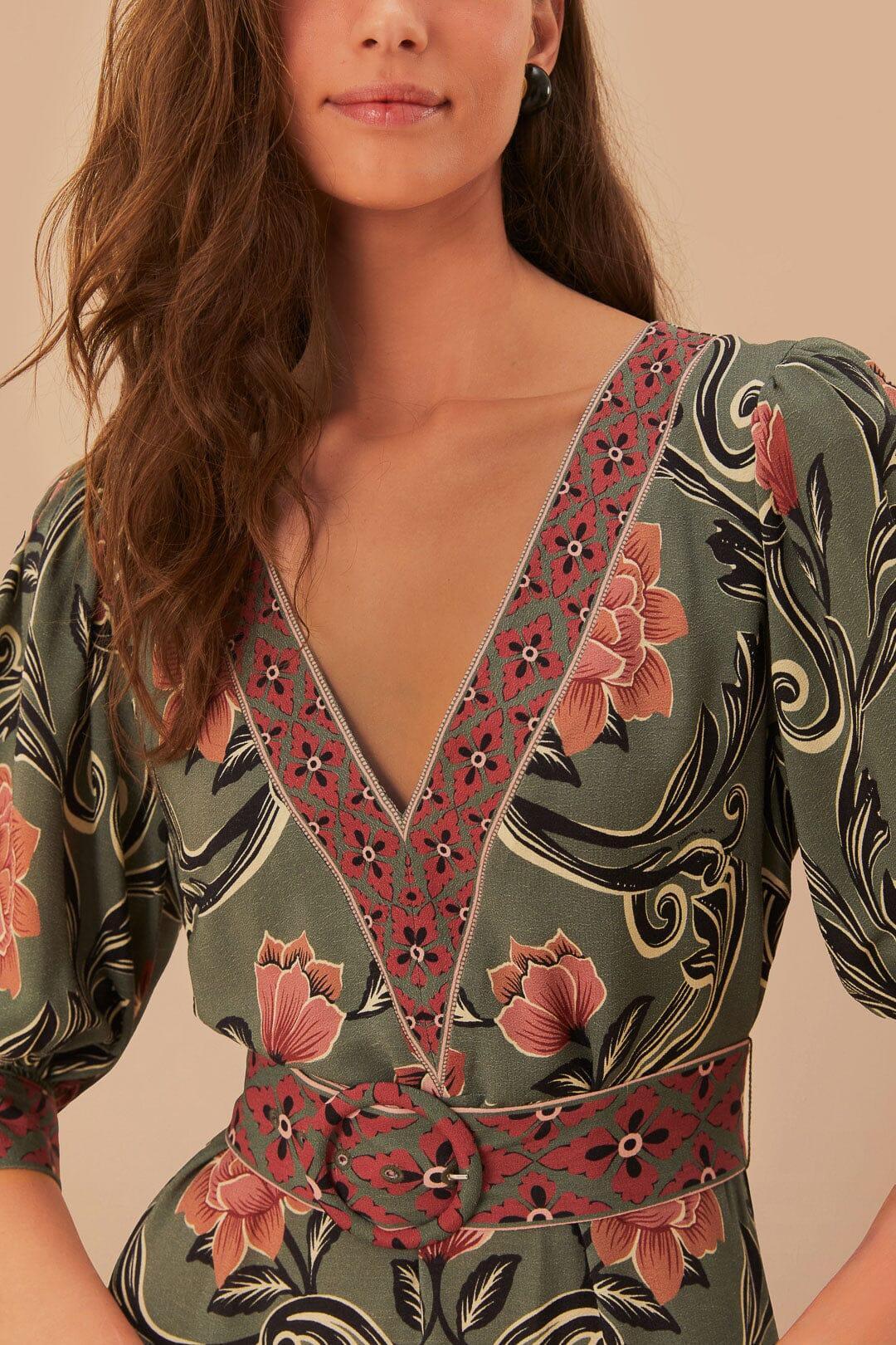 Arabesque Floral Green Maxi Dress, ARABESQUE FLORAL GREEN / XL Product Image