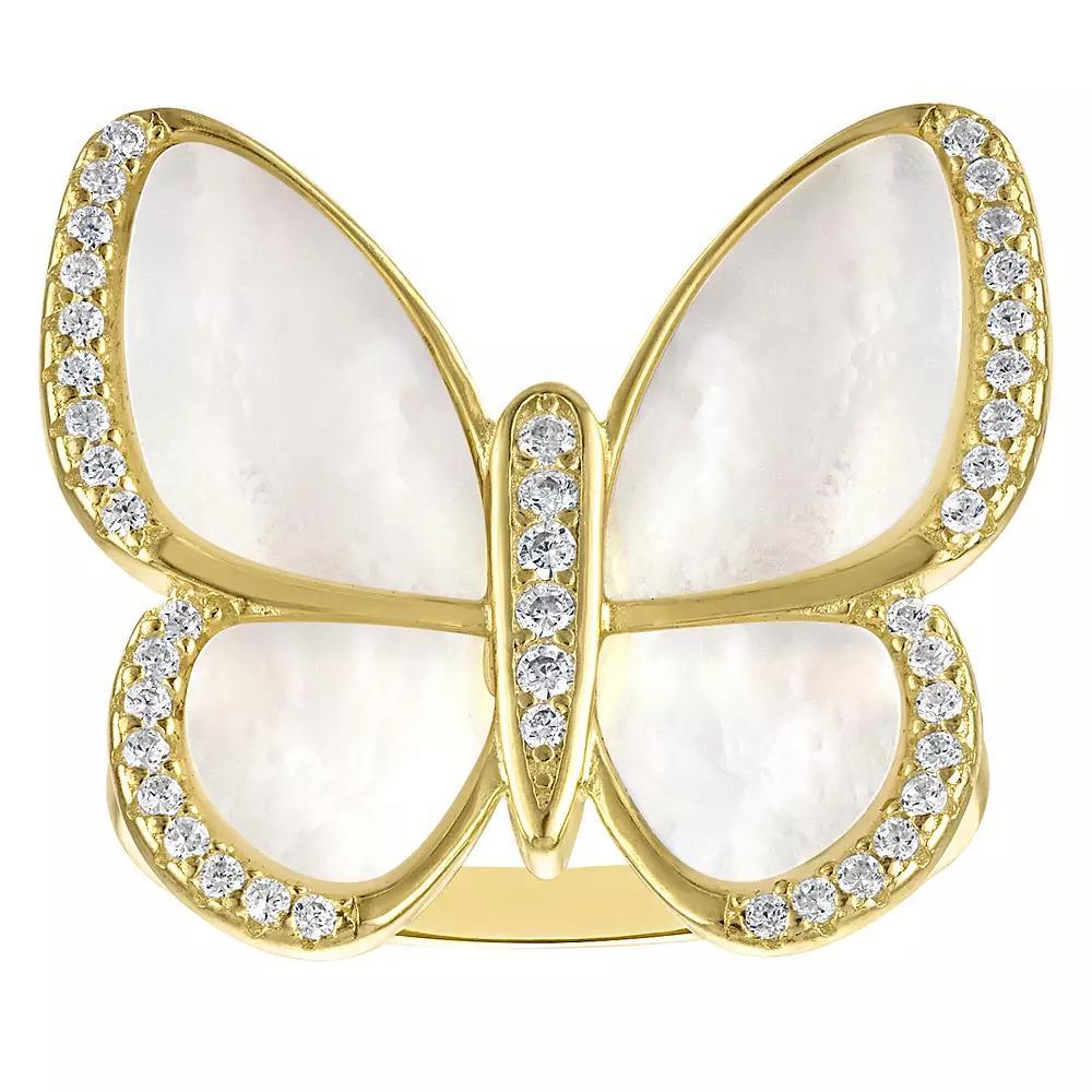Designs by Gioelli Gold Over Sterling Silver Mother-of-Pearl Butterfly Ring, Women's, Size: 6, Gold Tone Product Image