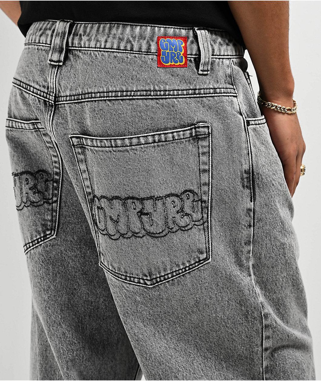 Empyre Ultra Loose Fit Scramble Grey Skate Jeans Product Image