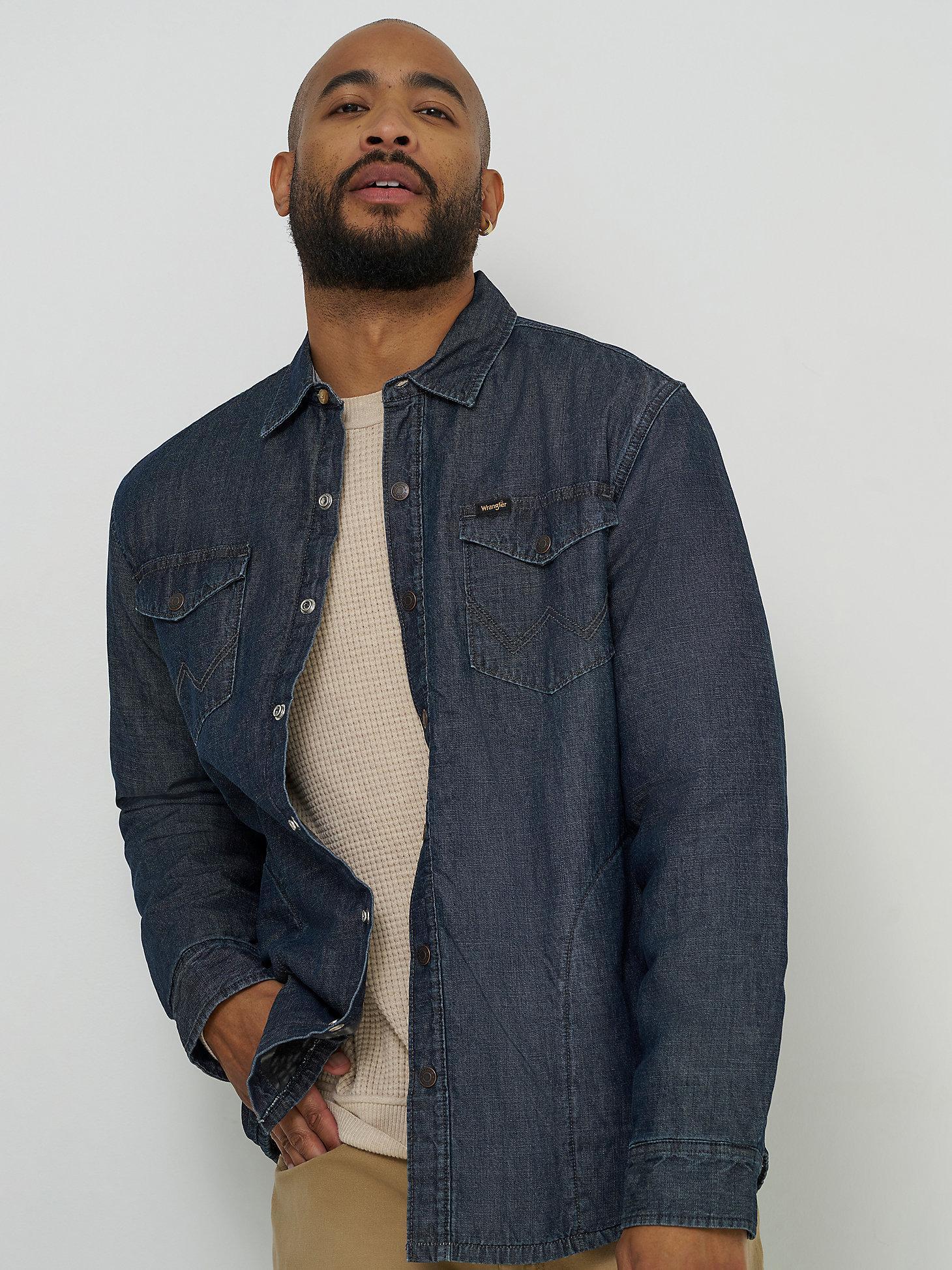 Men's Printed Fleece Lined Denim Shirt | Men's SHIRTS | Wrangler® Product Image