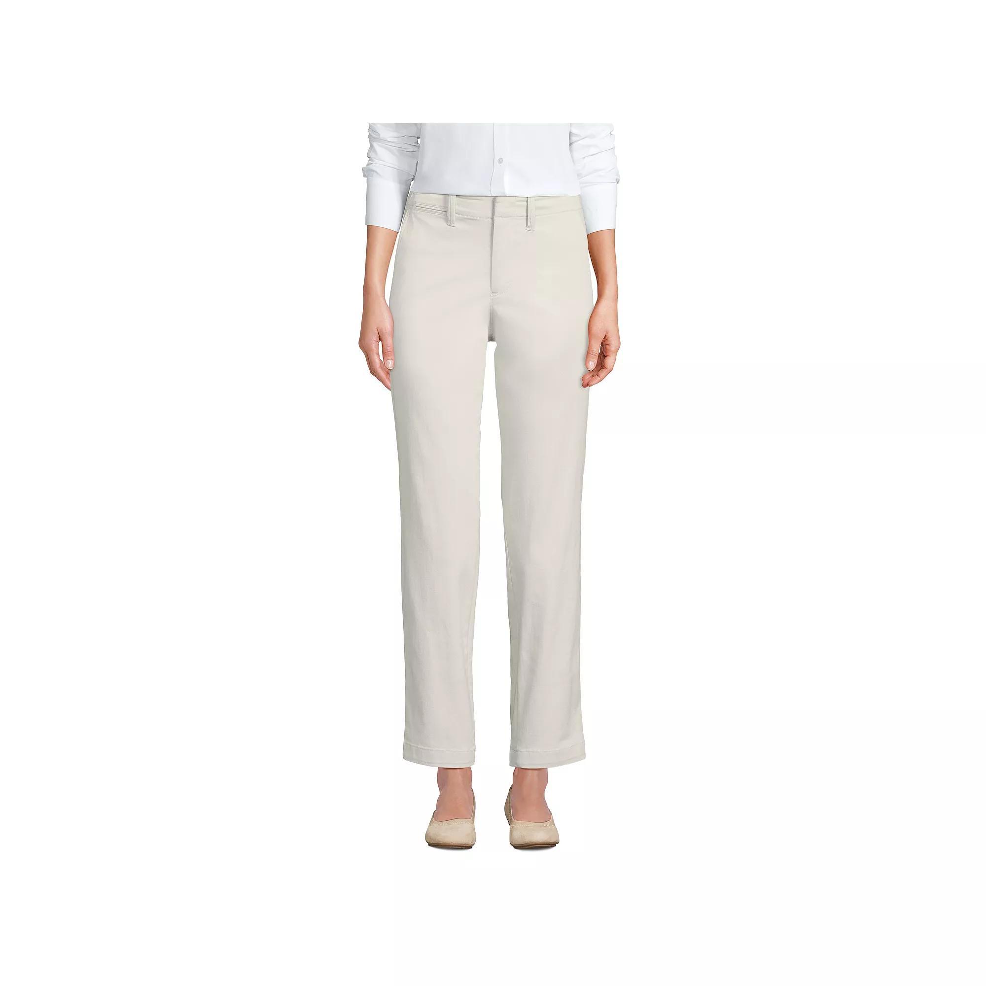 Women's Lands' End Mid Rise Classic Straight Leg Chino Ankle Pants, Size: 8, Black Product Image