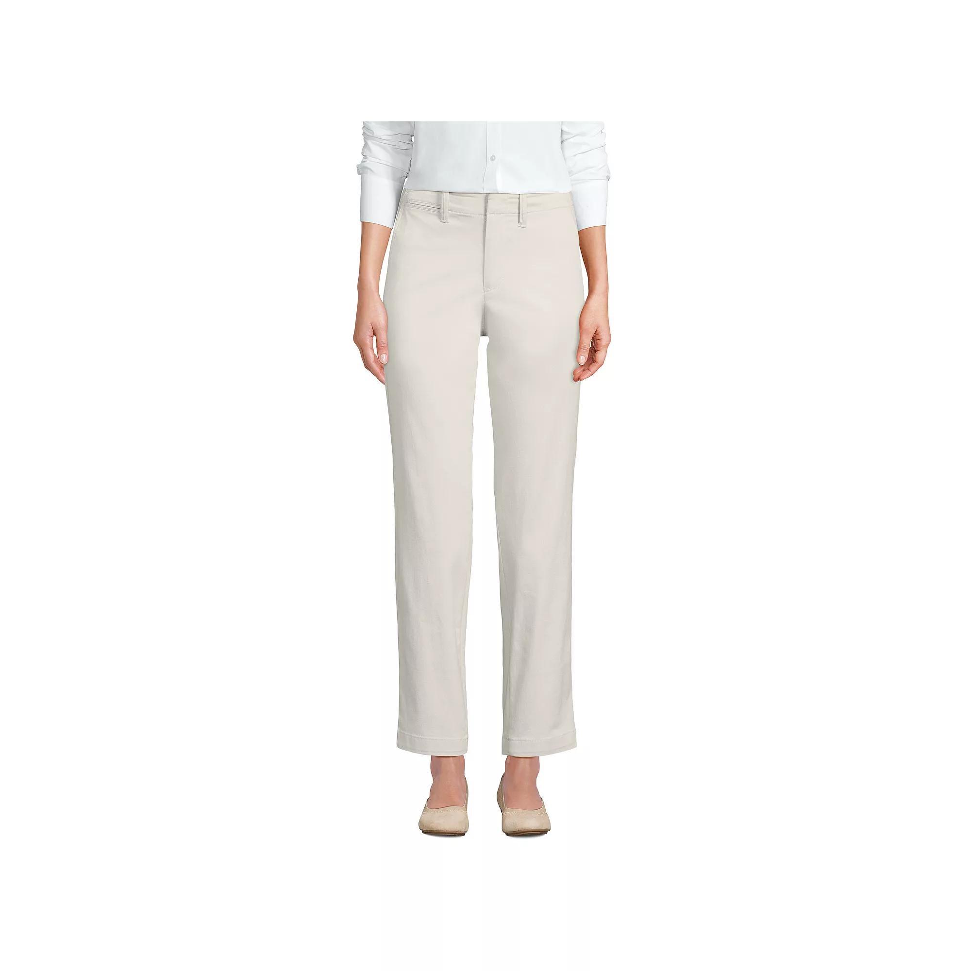Women's Lands' End Mid Rise Classic Straight Leg Chino Ankle Pants, Size: 8, Black Product Image
