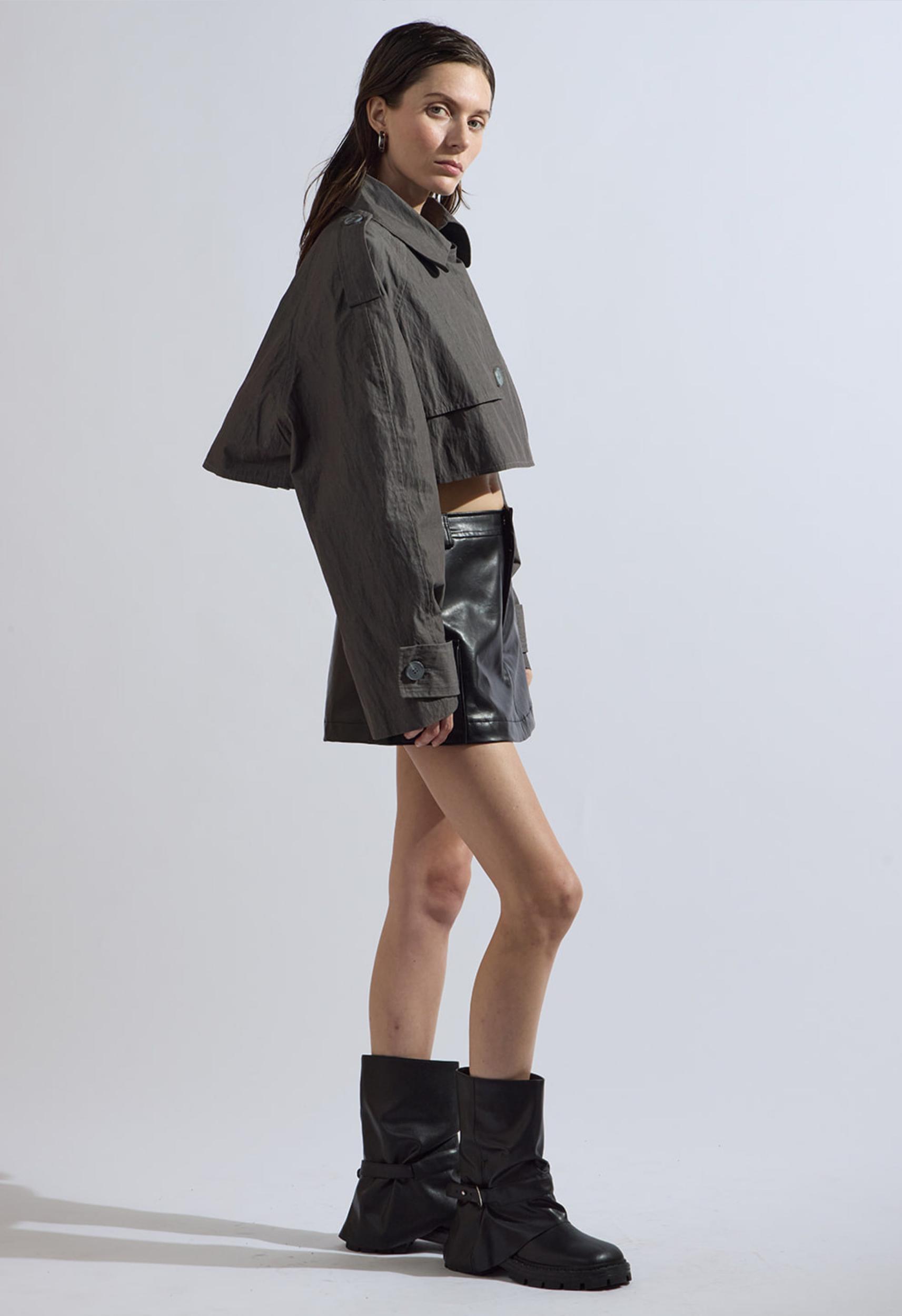 Cropped Trench Coat in Ash Product Image