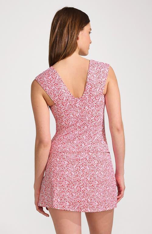 Lands' End Womens Square Neck Underwire Square Back Tankini Swimsuit Top in Coral Rose/white Ditsy Lilies at Nordstrom, Size 4 Product Image