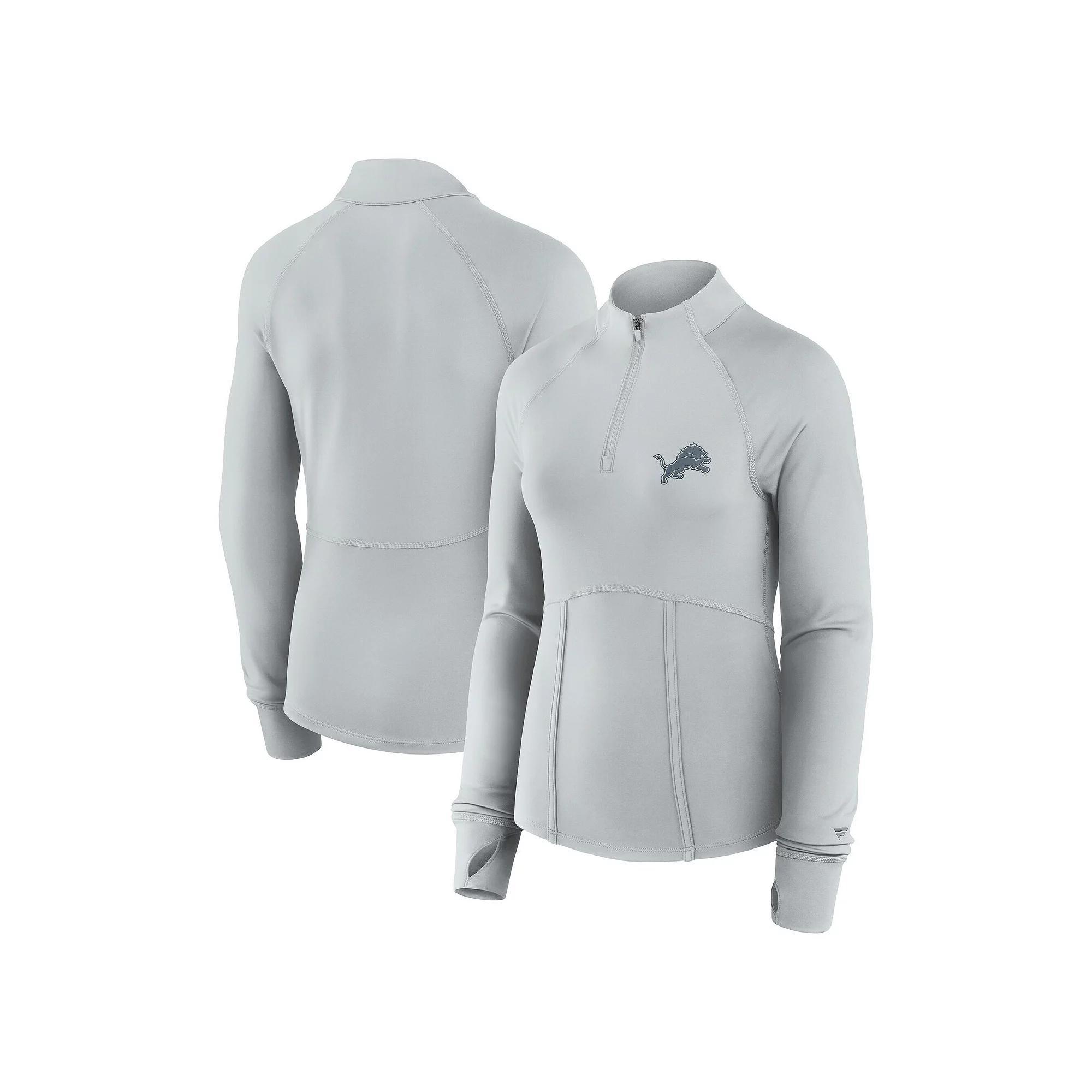 Women's Fanatics  Gray Detroit Lions Elements Raglan Quarter-Zip Jacket, Size: XL, Grey Product Image
